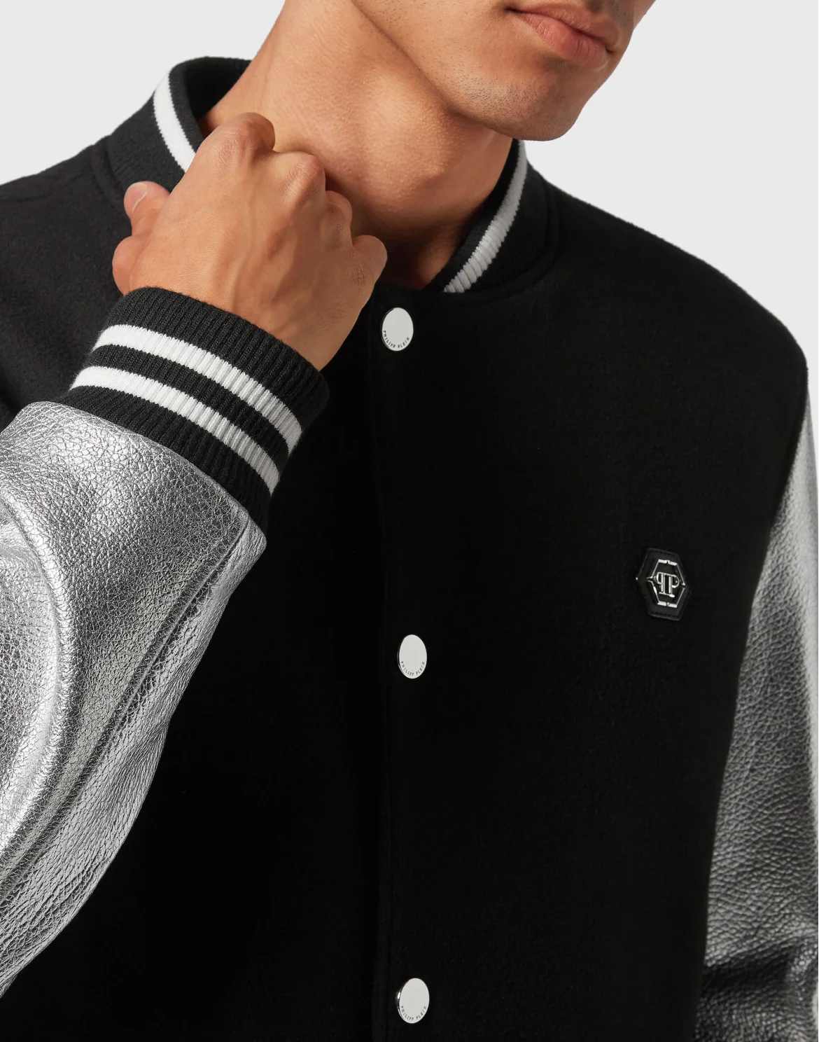Wool and Leather Bomber, цвет: Черный