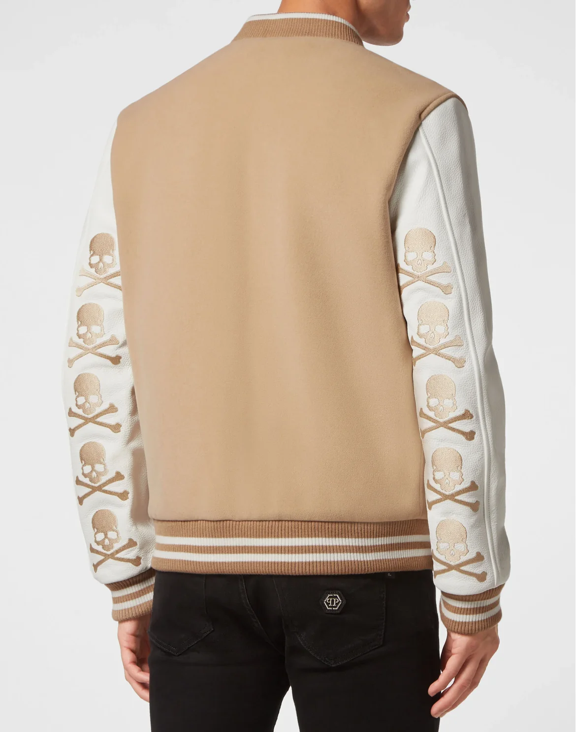Wool and Leather Bomber Skull & Bones, цвет: Бежевый