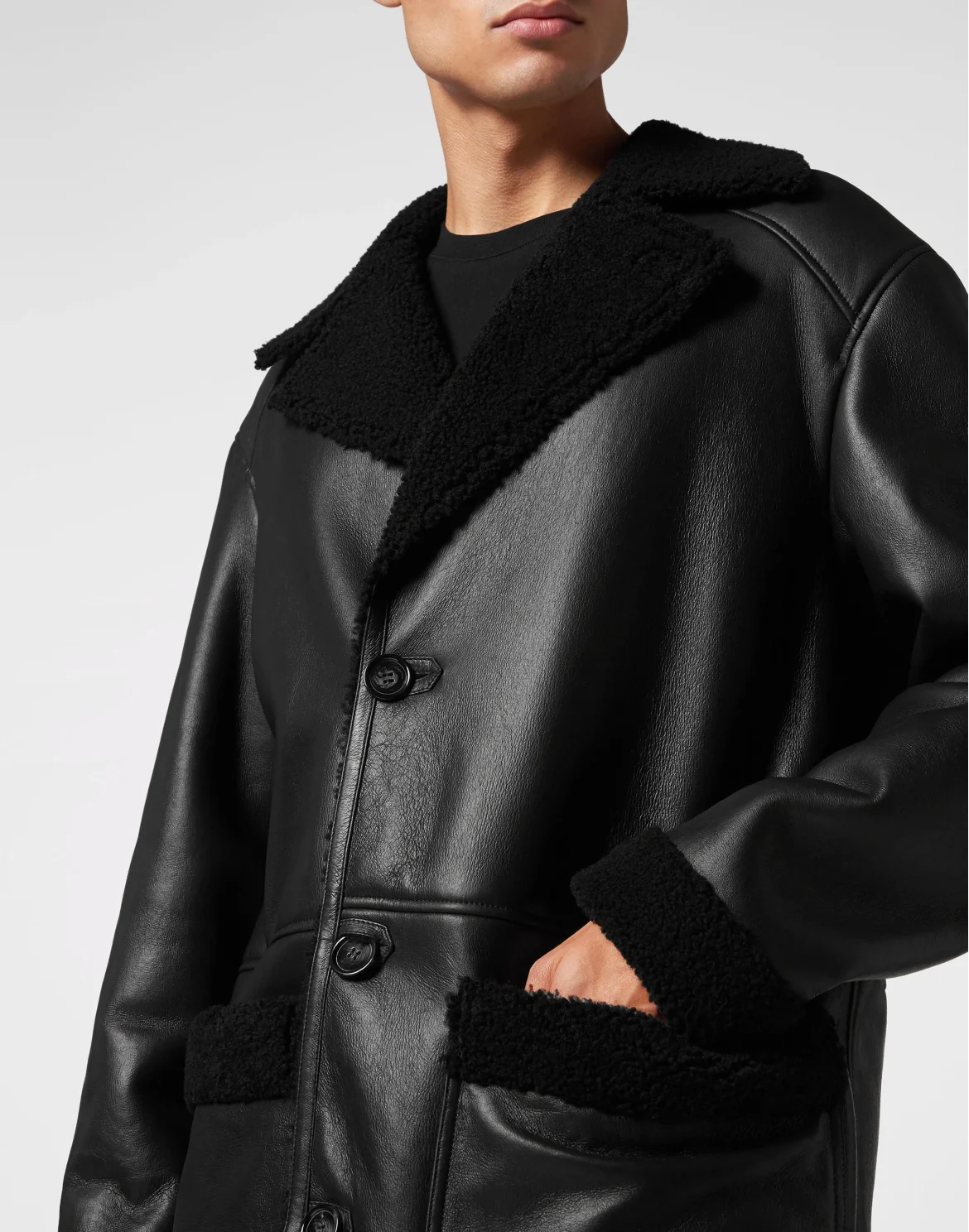 Long Shearling Jacket, цвет: Черный