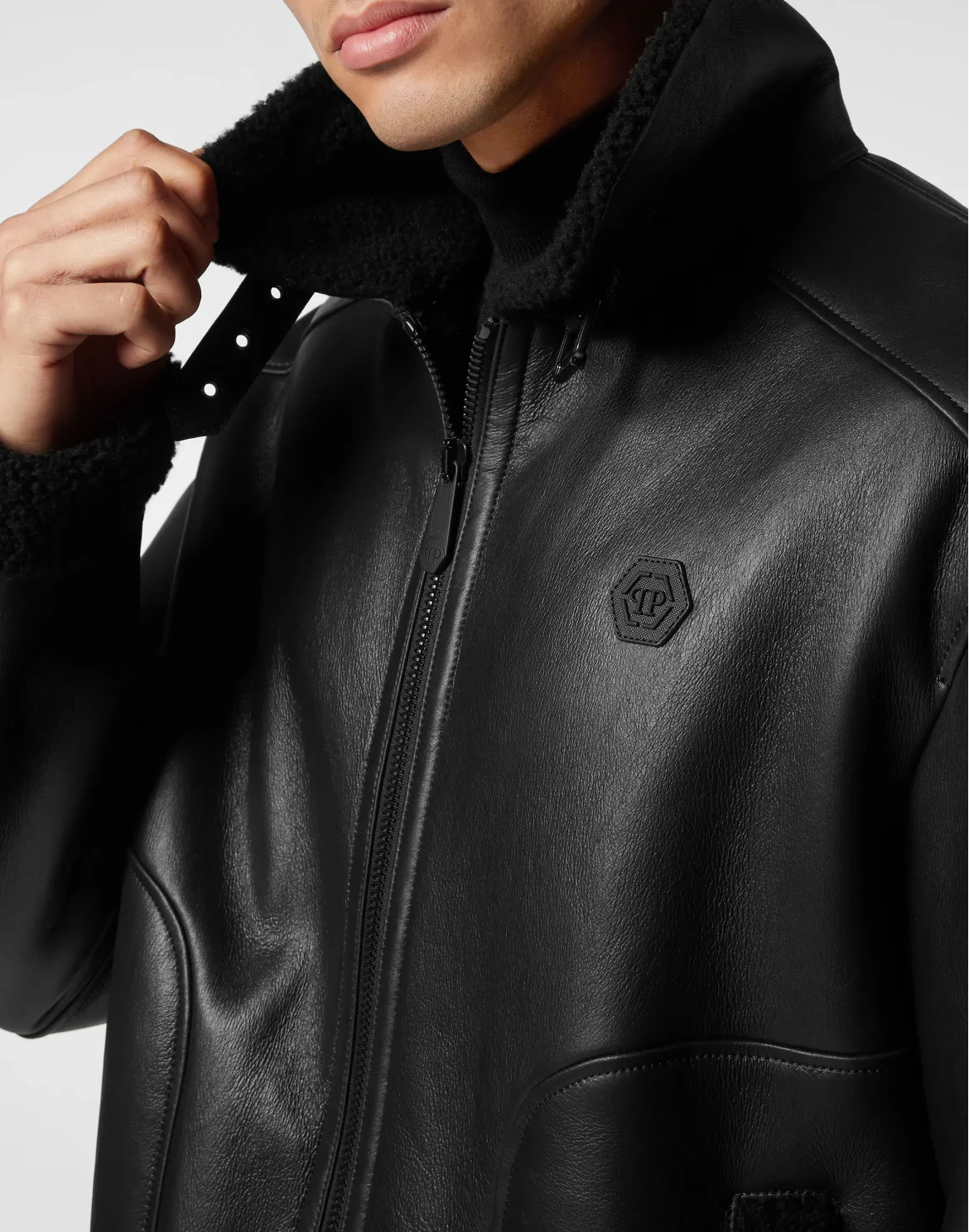 Shearling Jacket Skull&Bones, цвет: Черный
