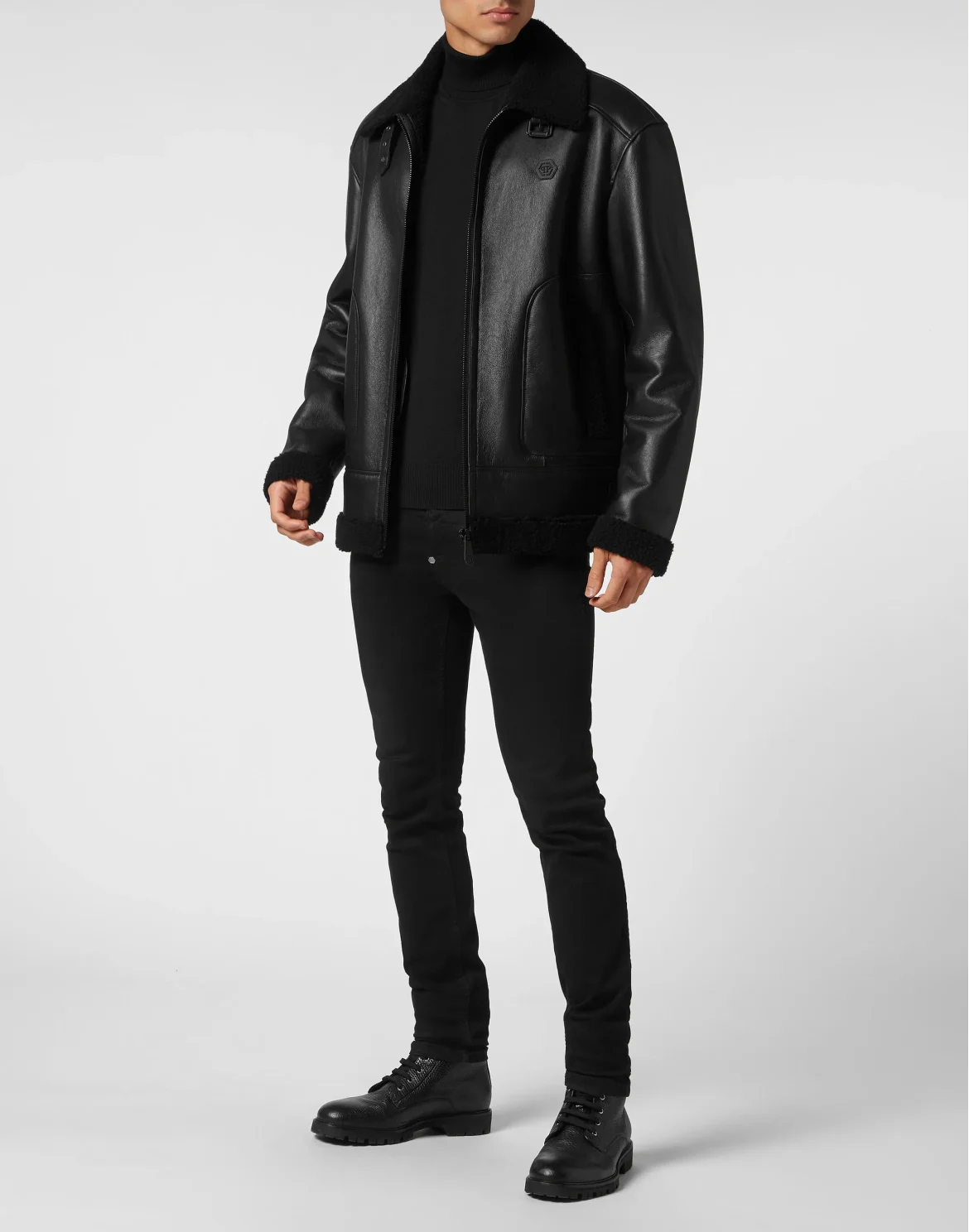 Shearling Jacket Skull&Bones, цвет: Черный