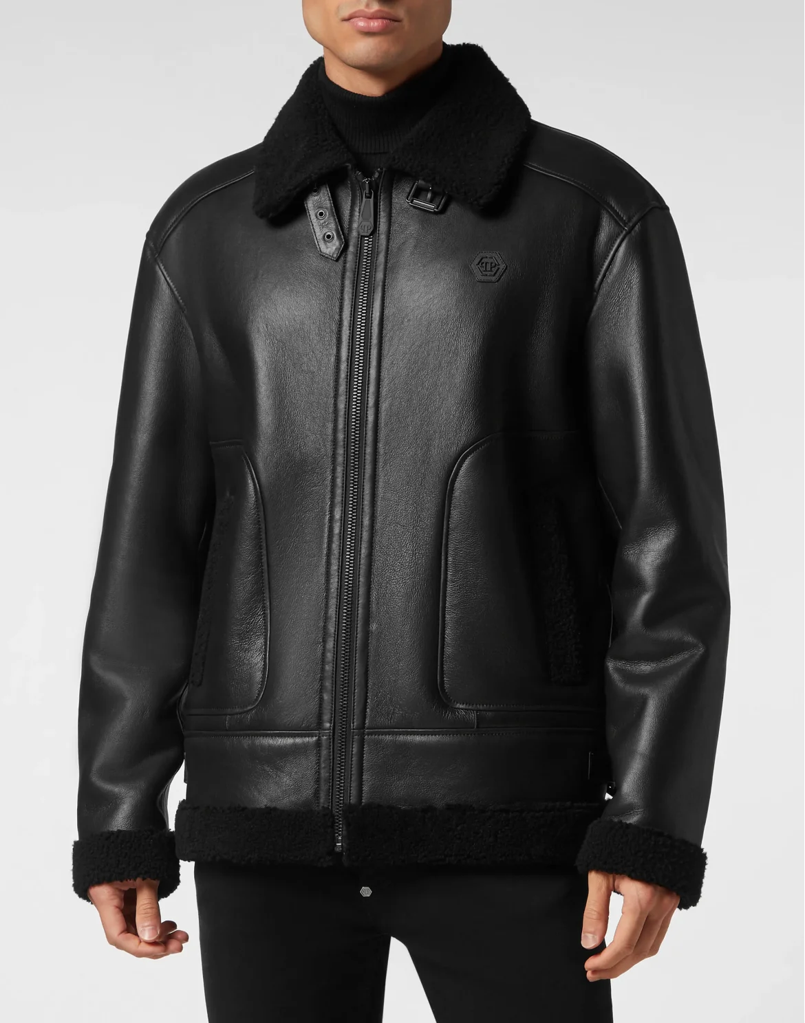 Shearling Jacket Skull&Bones, цвет: Черный