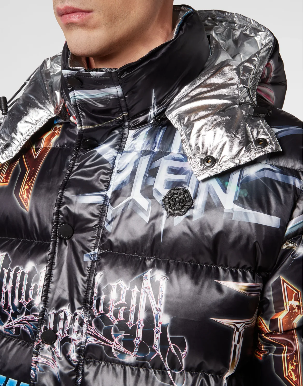 Nylon Puffer Jacket Lettering, цвет: Черный