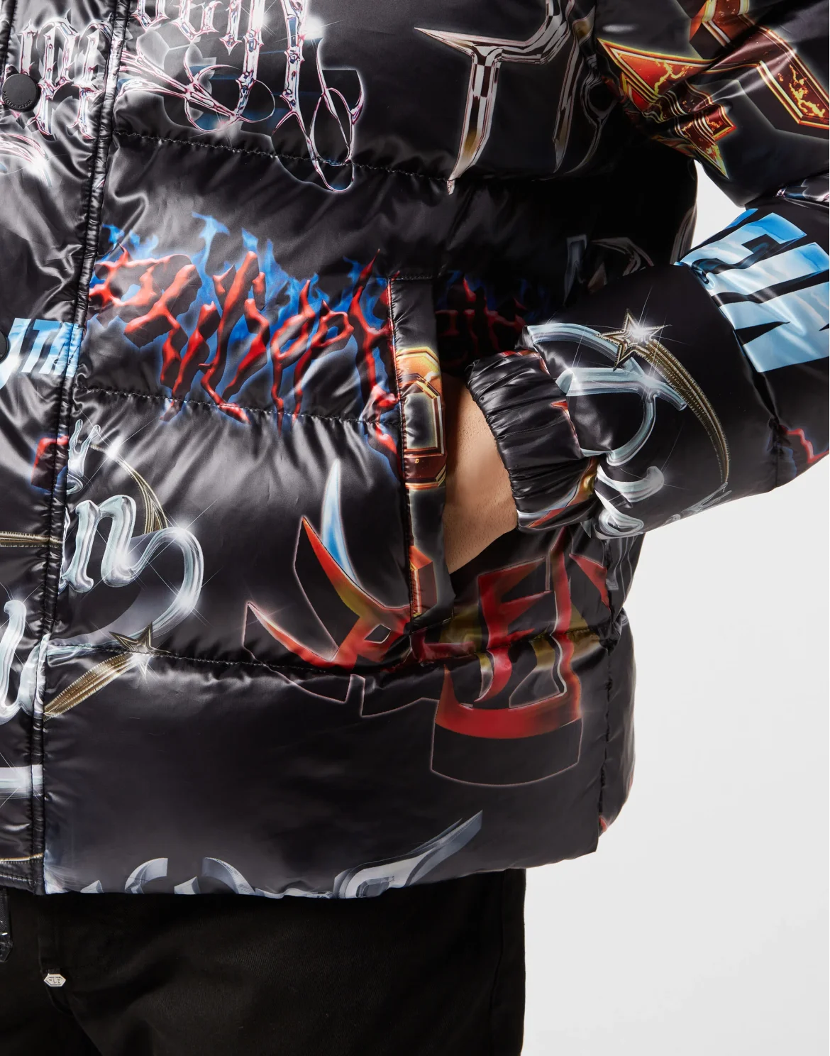 Nylon Puffer Jacket Lettering, цвет: Черный