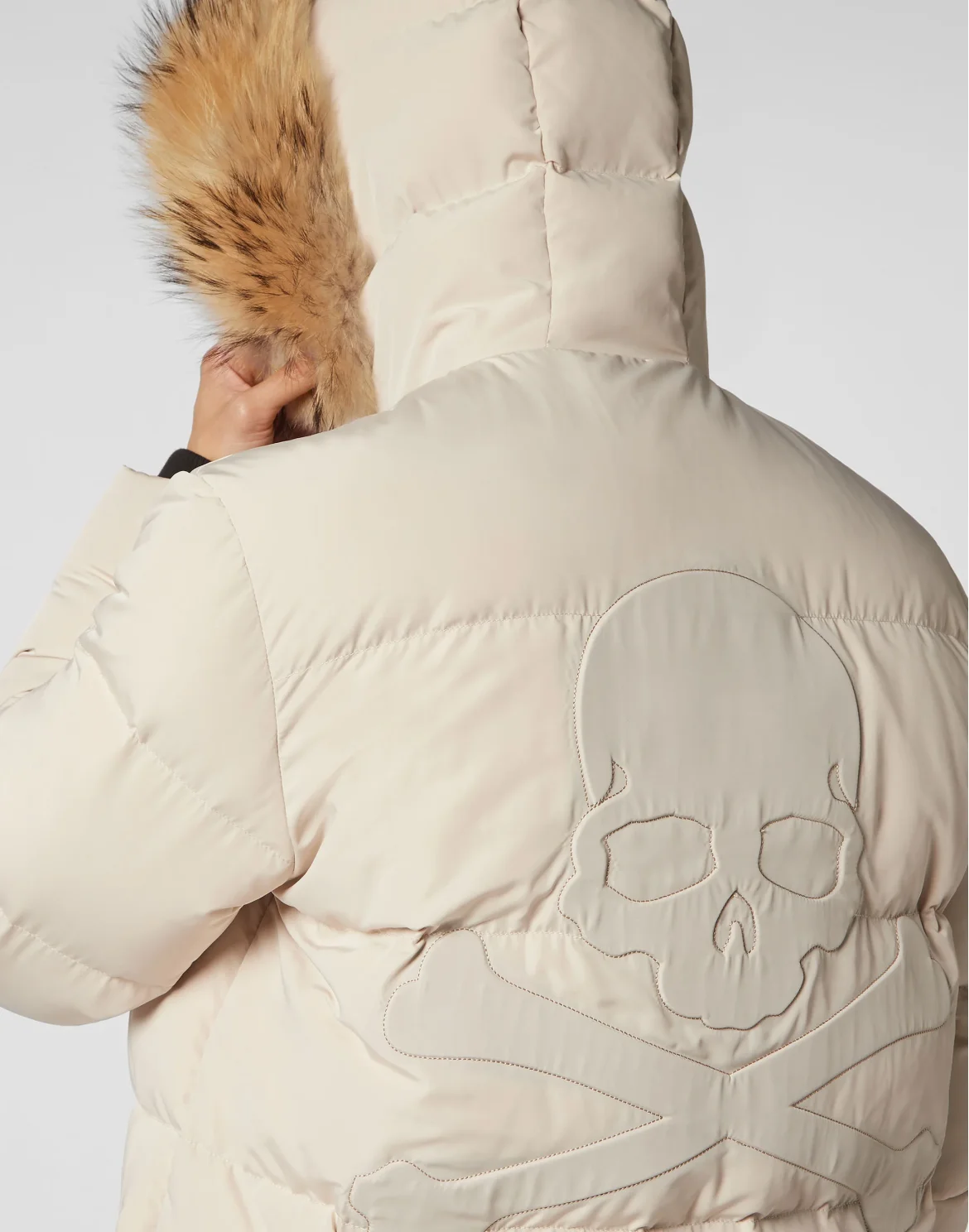 Nylon Parka with Real Fur Skull&Bones, цвет: Бежевый