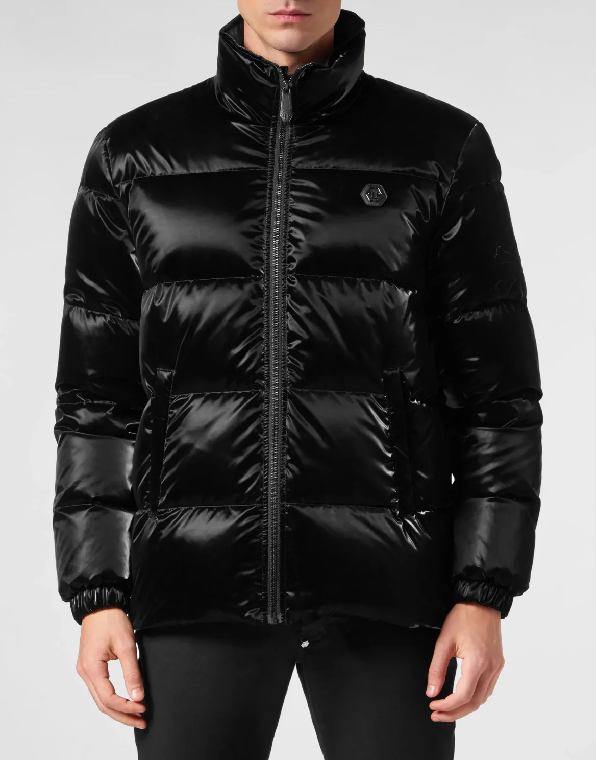 Nylon Puffer Jacket Gothic Plein, цвет: Черный