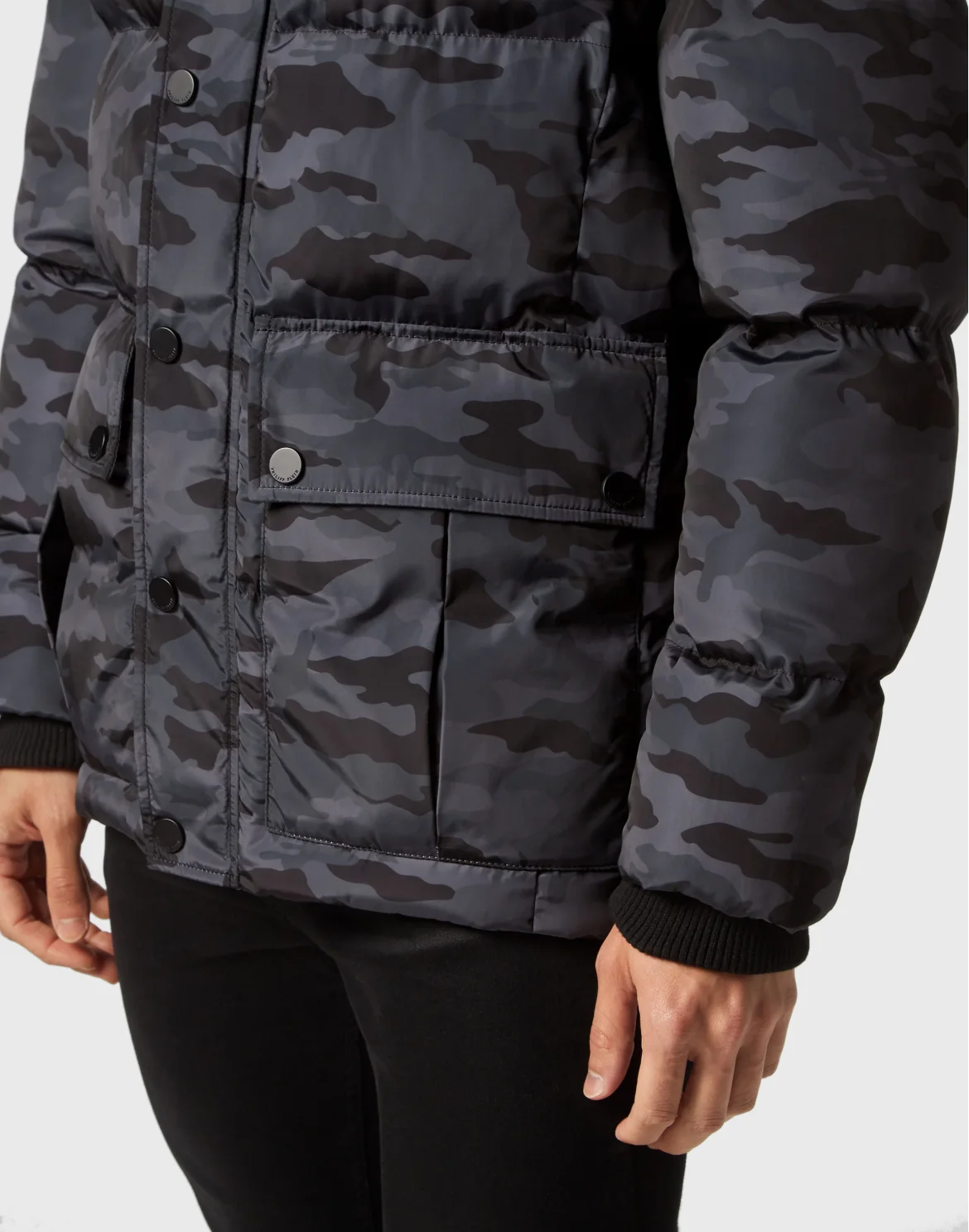 Nylon Parka with Fur Camouflage, цвет: Черный