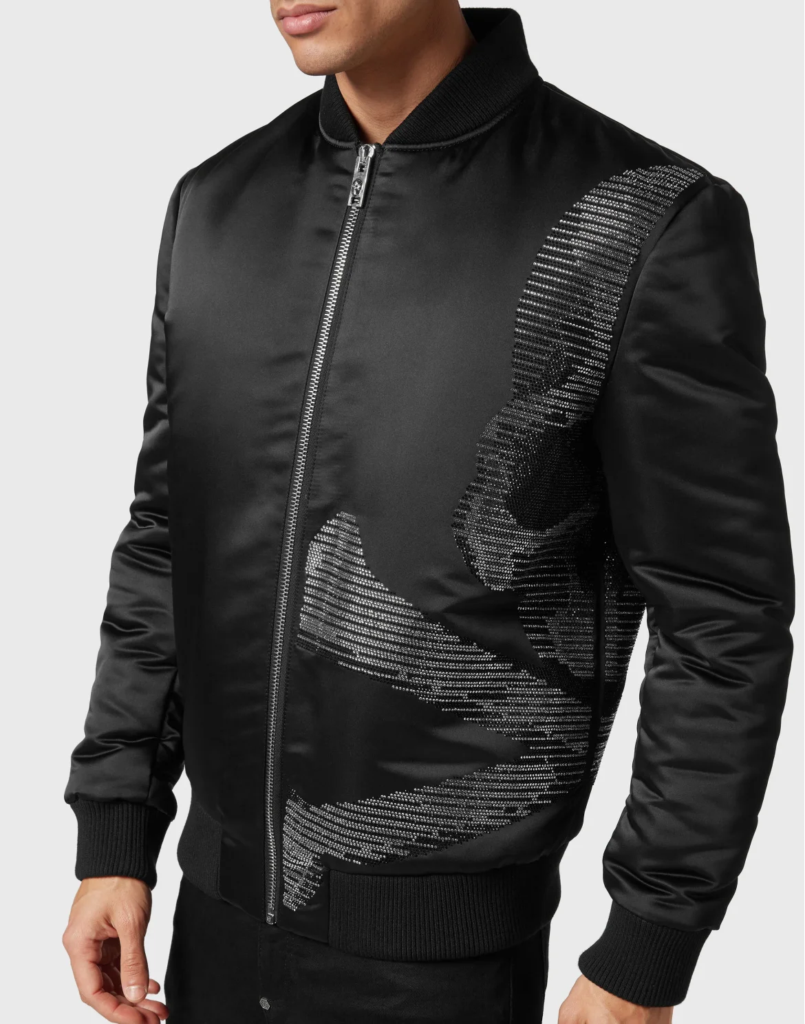 Satin Bomber Skull&Bones, цвет: Черный