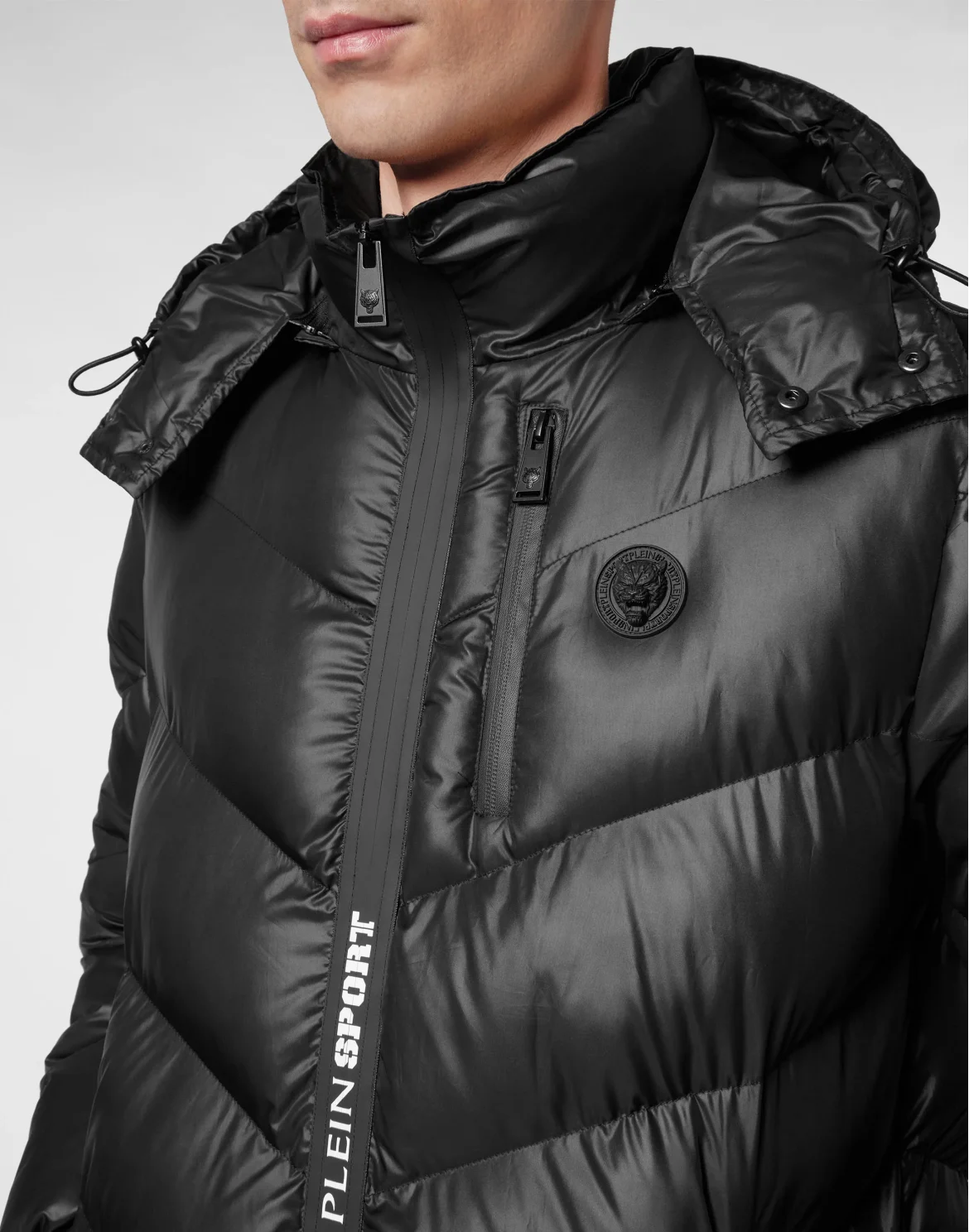 Nylon Puffer Jacket Tiger, цвет: Черный
