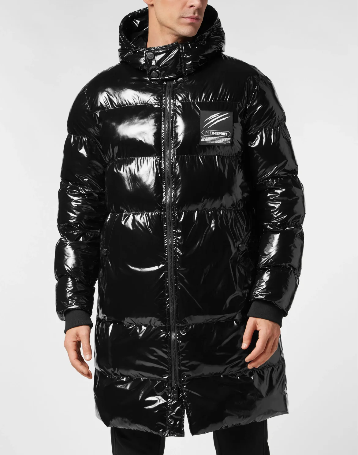 Long Nylon Puffer Jacket, цвет: Черный