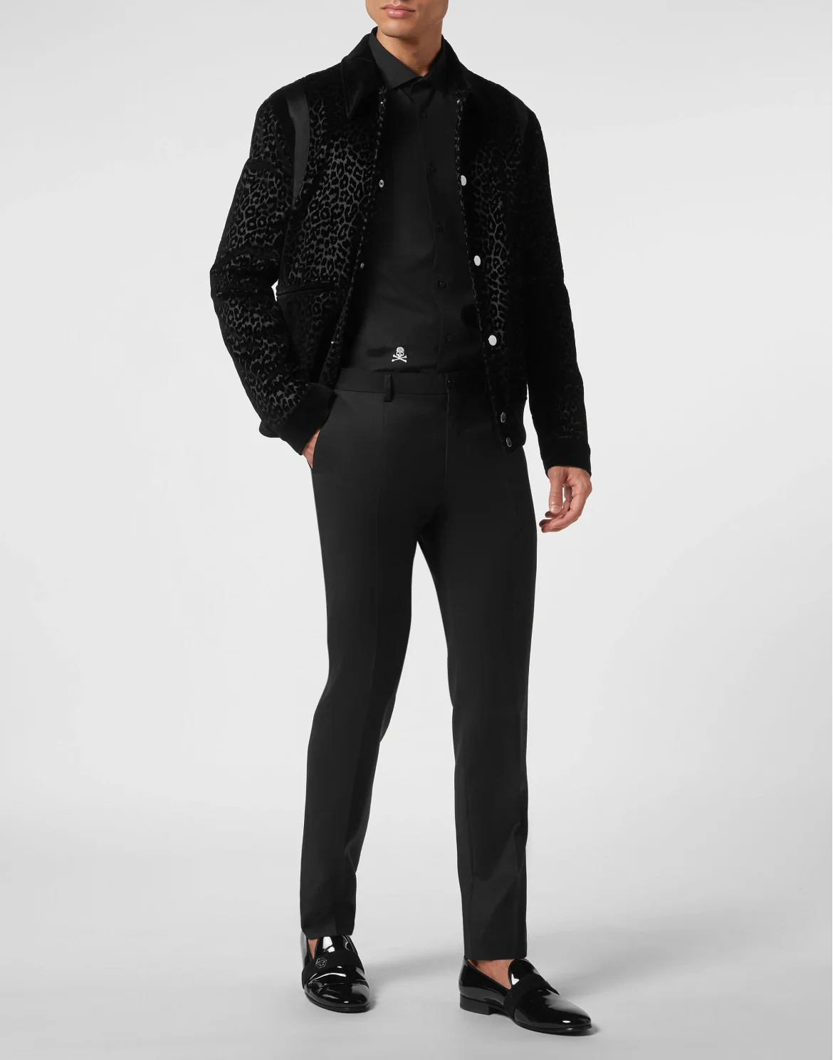 Flock Velvet Collared Bomber Leopard, цвет: Черный