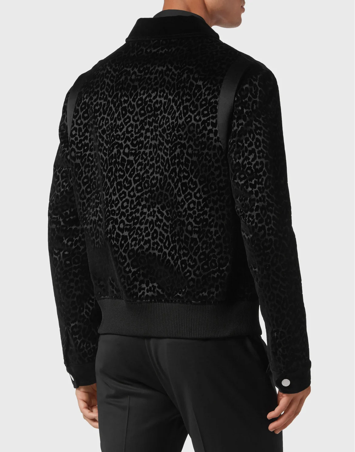 Flock Velvet Collared Bomber Leopard, цвет: Черный