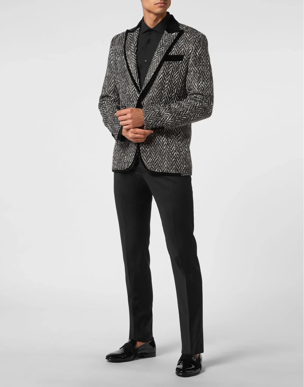 Foil Chevron Blazer Lord fit Sartorial, цвет: Серый