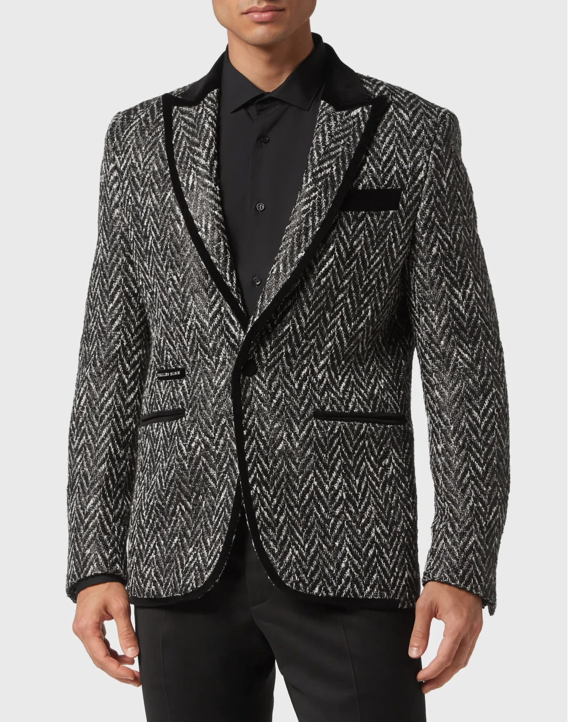 Foil Chevron Blazer Lord fit Sartorial, цвет: Серый