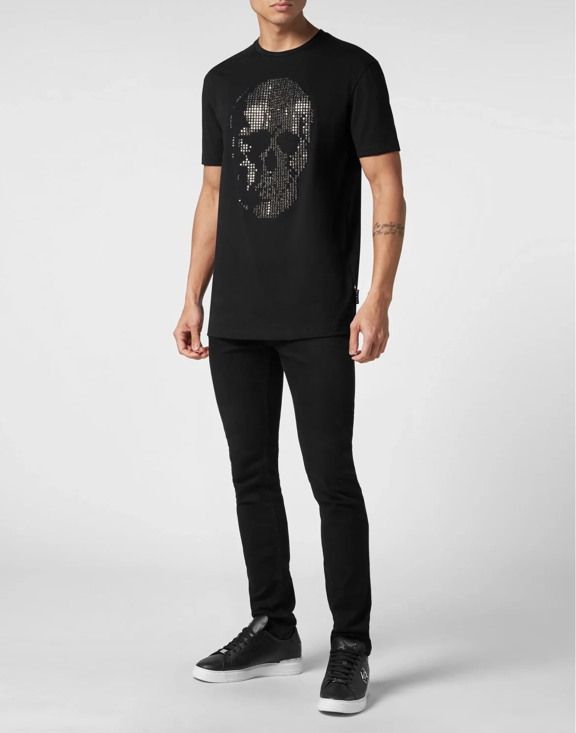 T-shirt Round Neck SS Skull strass, цвет: Черный