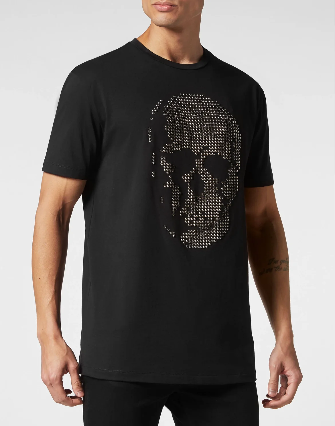 T-shirt Round Neck SS Skull strass, цвет: Черный