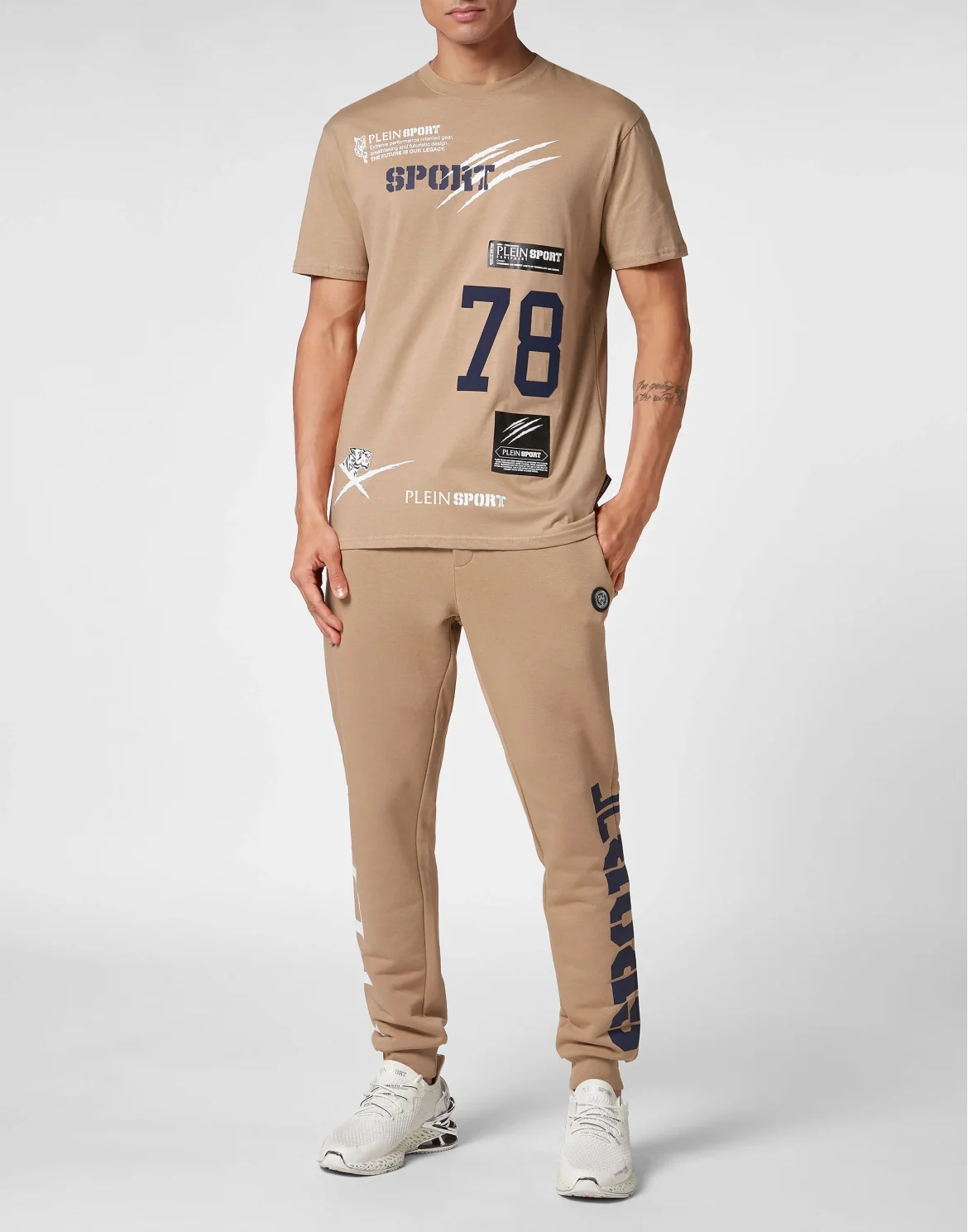 T-shirt Round Neck SS Multilogo, цвет: Бежевый