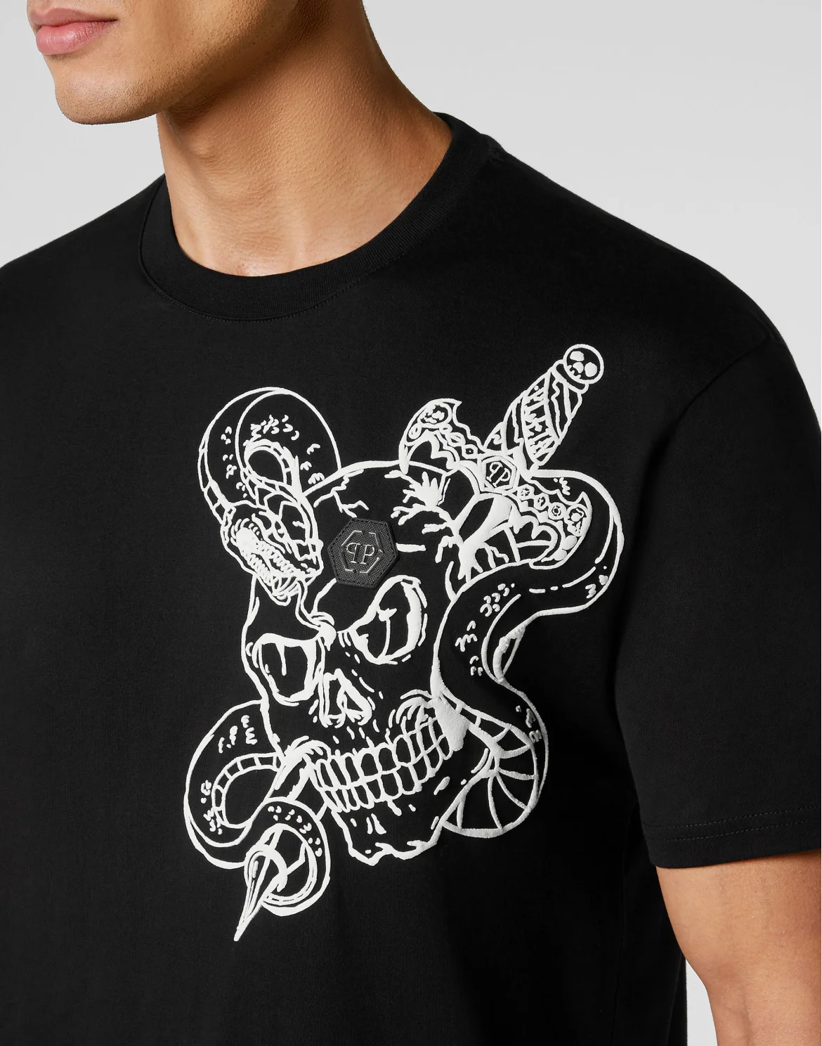 T-shirt Round Neck SS Snake, цвет: Черный