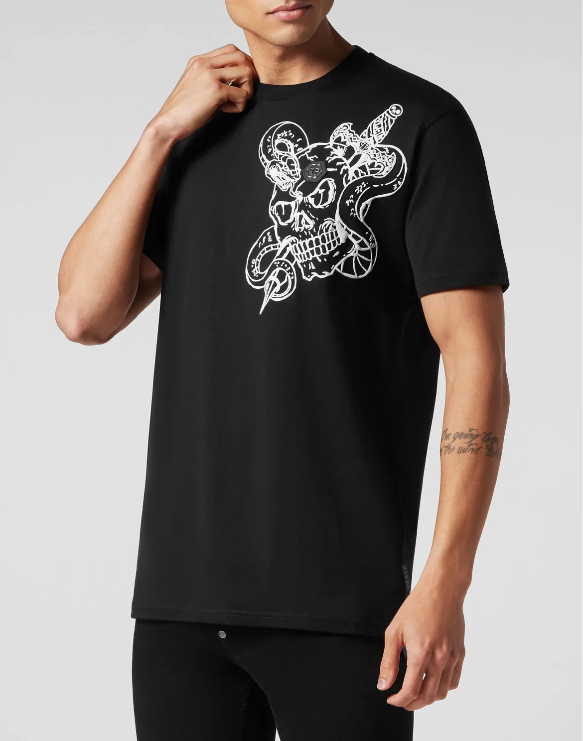 T-shirt Round Neck SS Snake, цвет: Черный