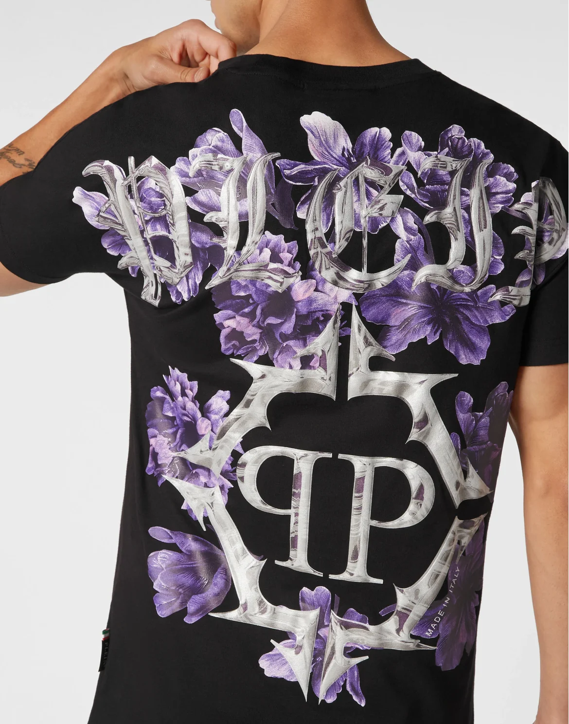 T-shirt Round Neck SS Flowers, цвет: Черный