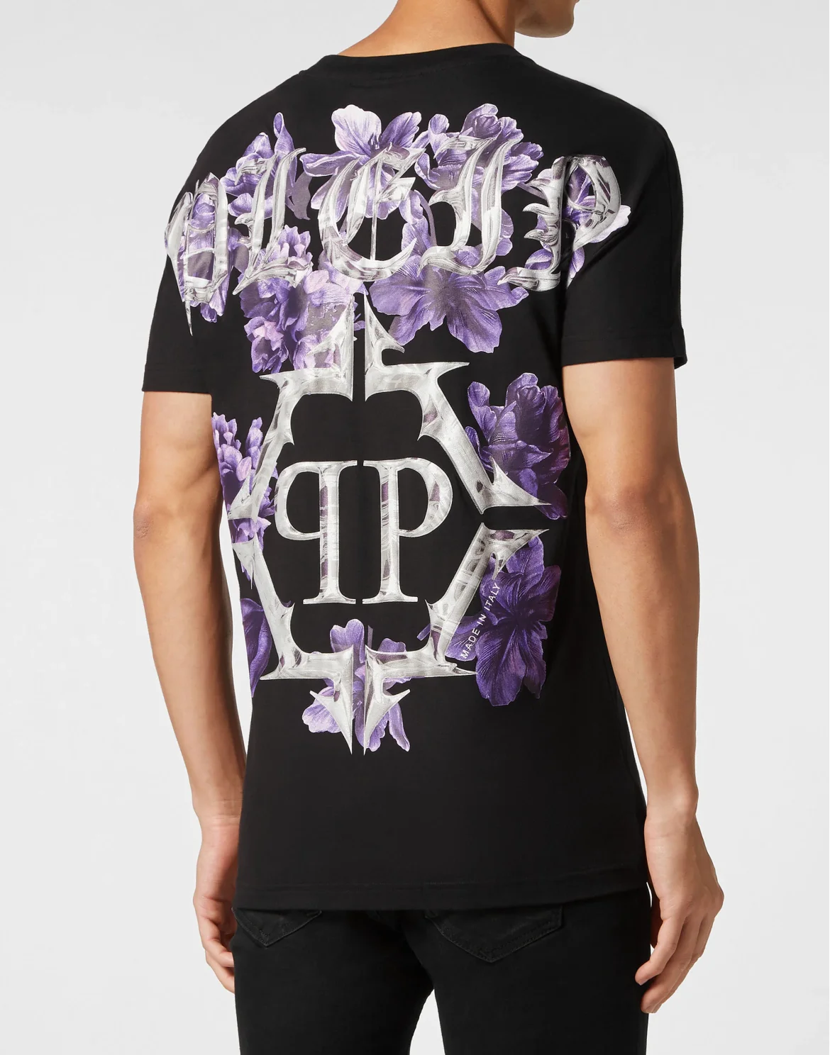 T-shirt Round Neck SS Flowers, цвет: Черный