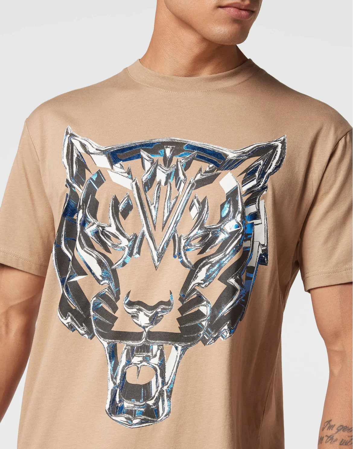 T-shirt Round Neck SS Chrome Tiger, цвет: Бежевый