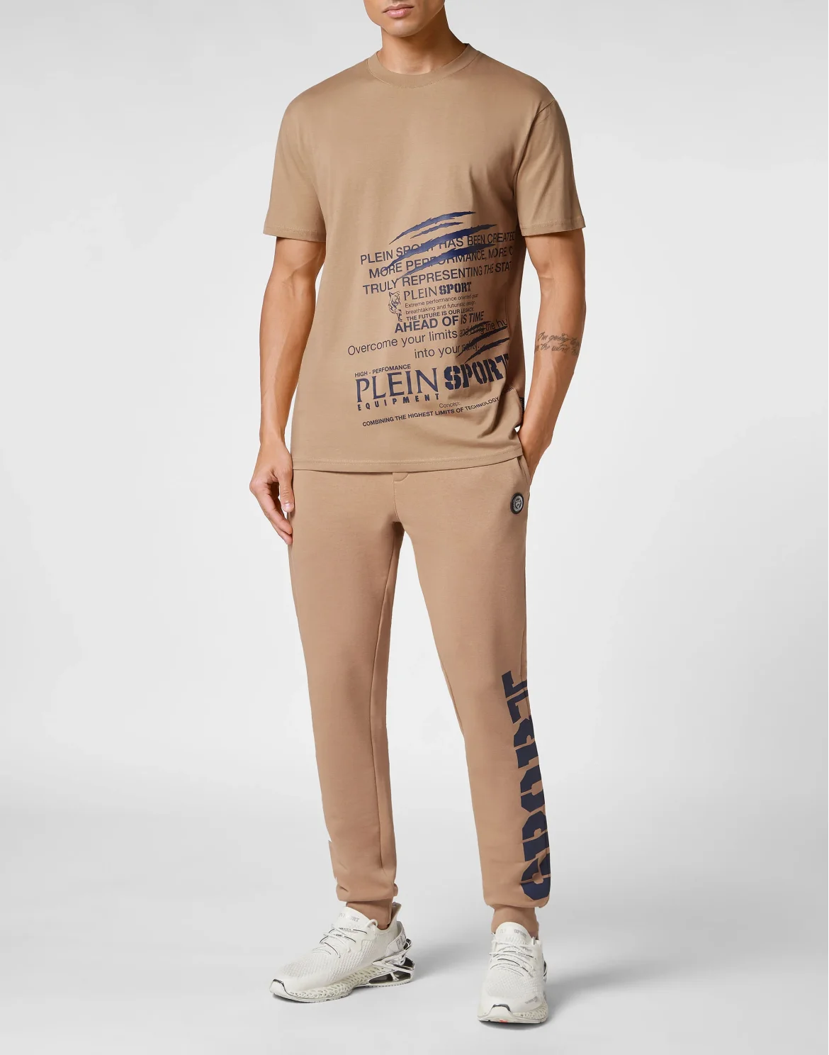 T-shirt Round Neck SS Lettering, цвет: Бежевый