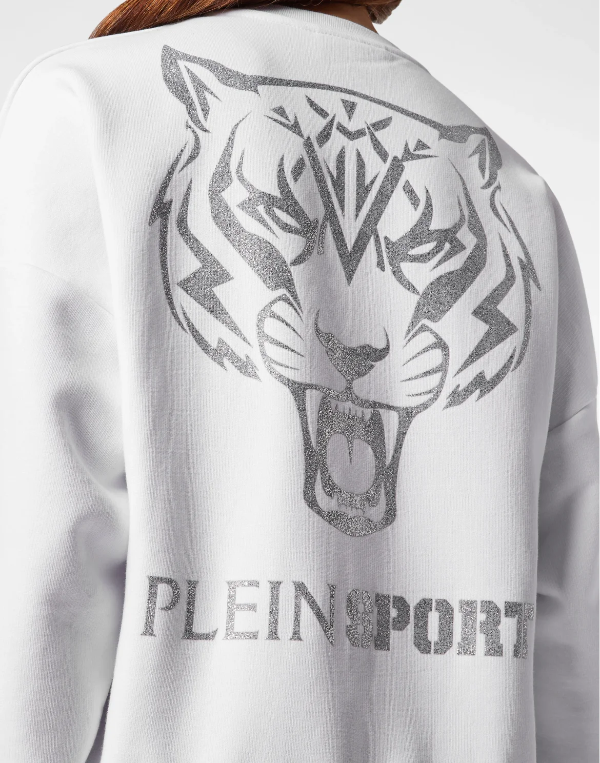Cropped Sweatshirt LS Glitter, цвет: Белый