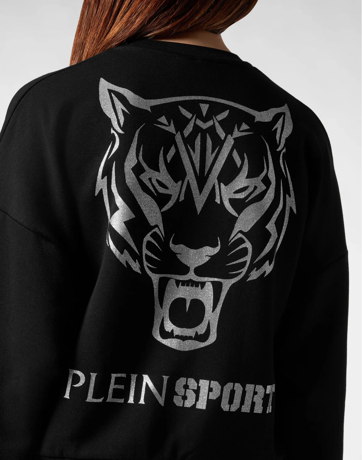 Cropped Sweatshirt LS Glitter, цвет: Черный