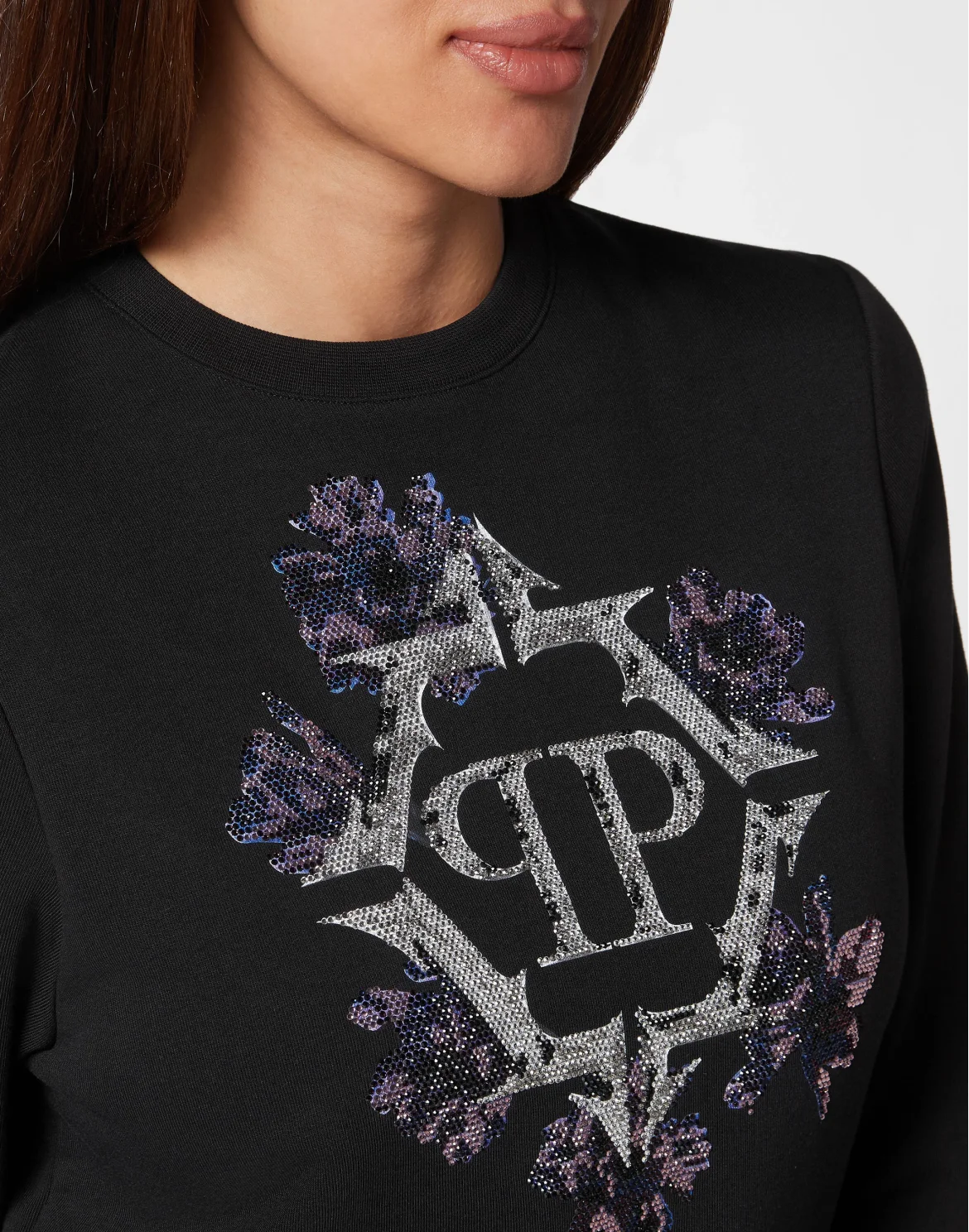 Sweatshirt LS Flowers, цвет: Черный