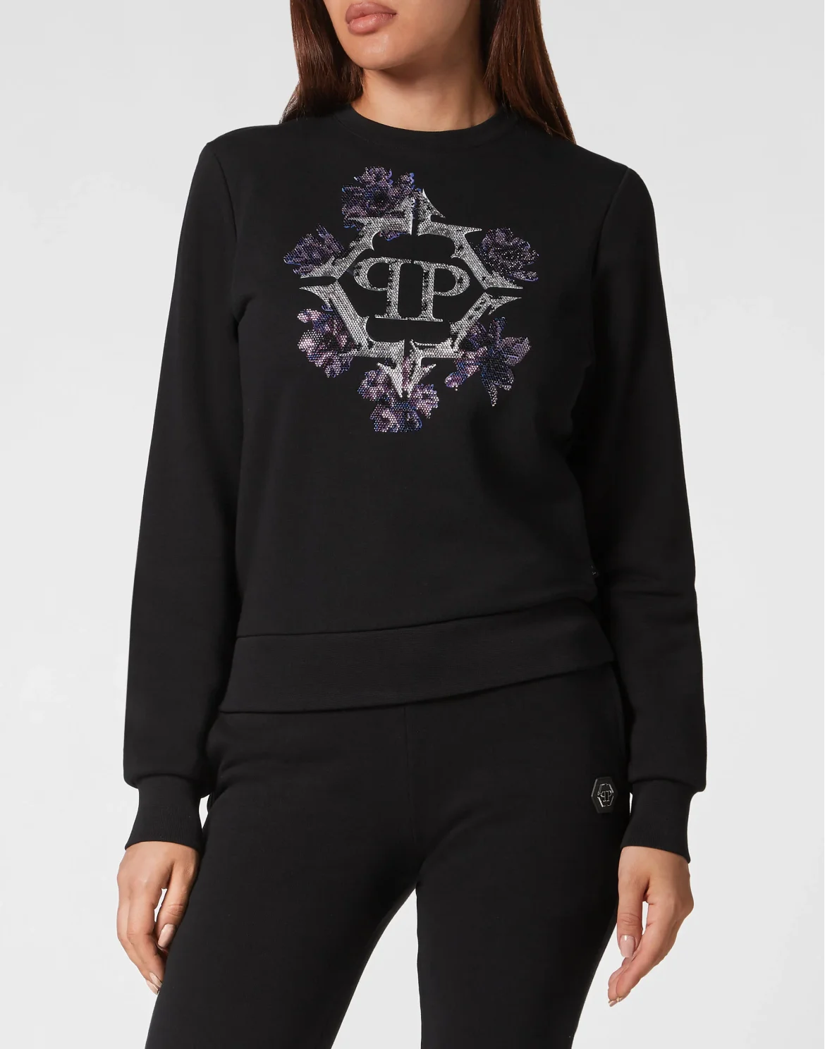 Sweatshirt LS Flowers, цвет: Черный
