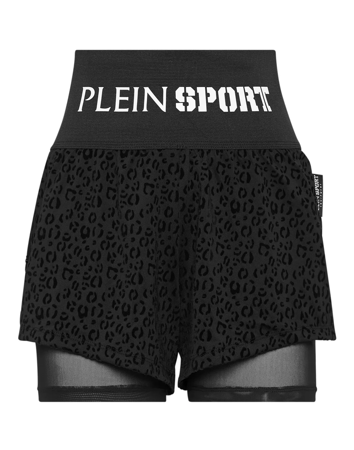 Double-layered jogging shorts Leopard, цвет: Черный