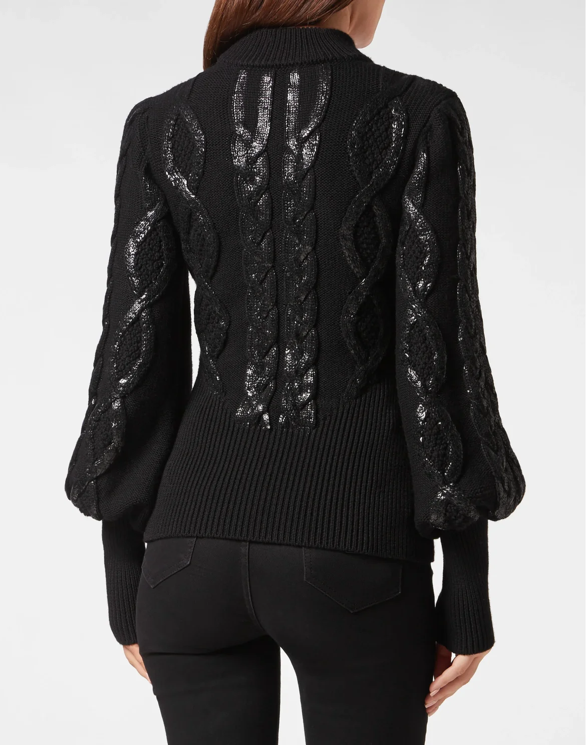 Wool & Foil Lurex Turtleneck Stripes, цвет: Черный