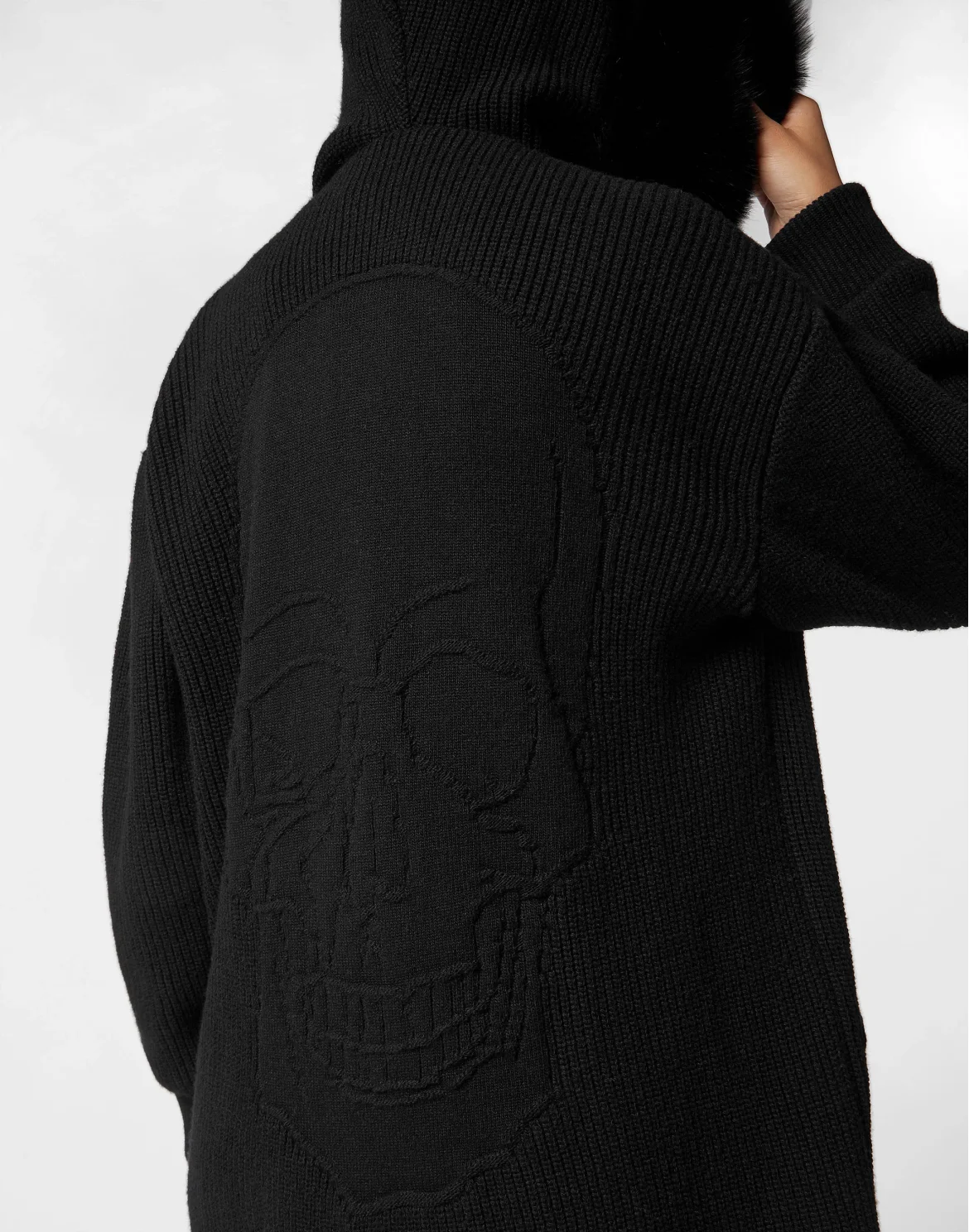 Wool & Fur Zip Cardigan Skull, цвет: Черный
