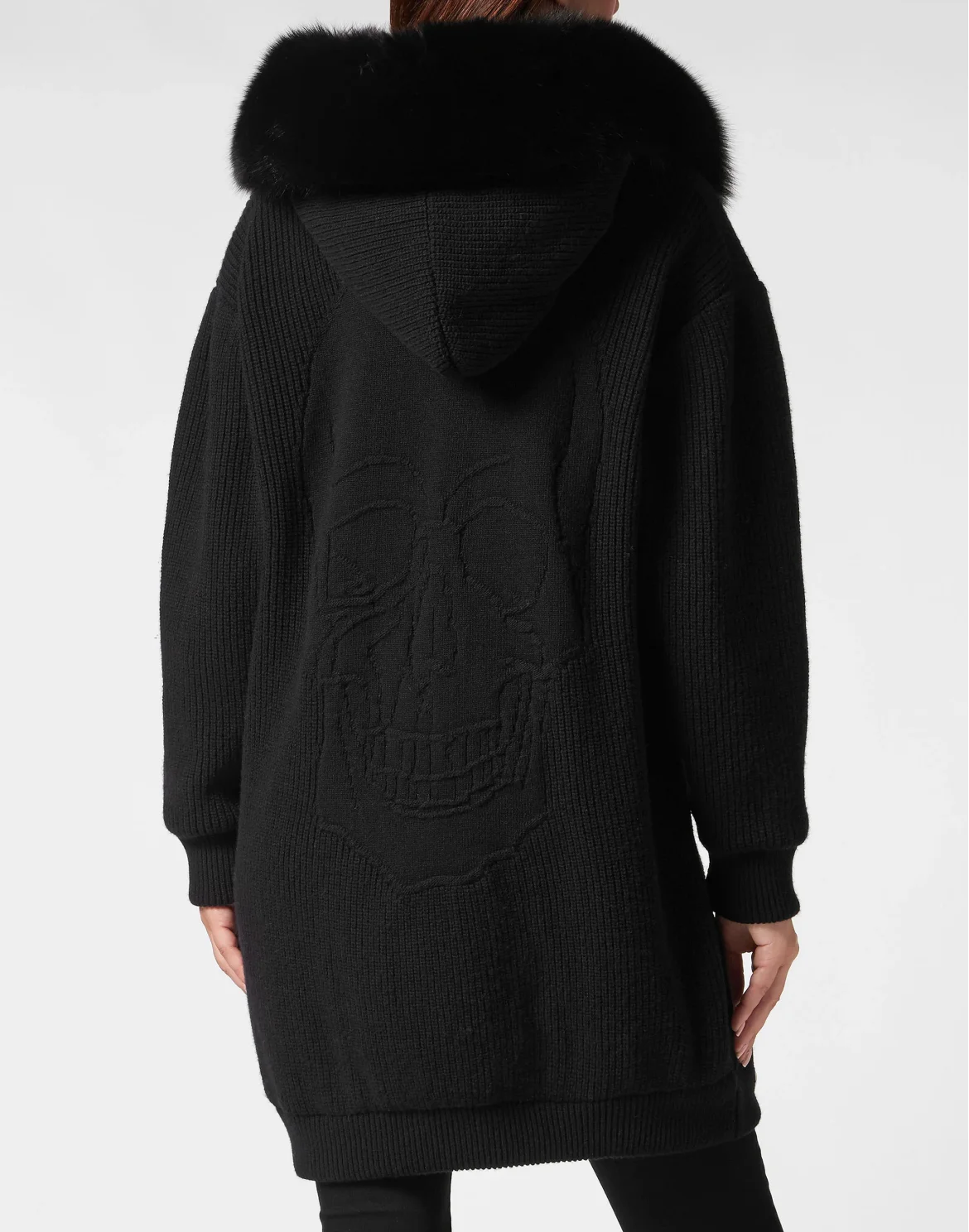 Wool & Fur Zip Cardigan Skull, цвет: Черный