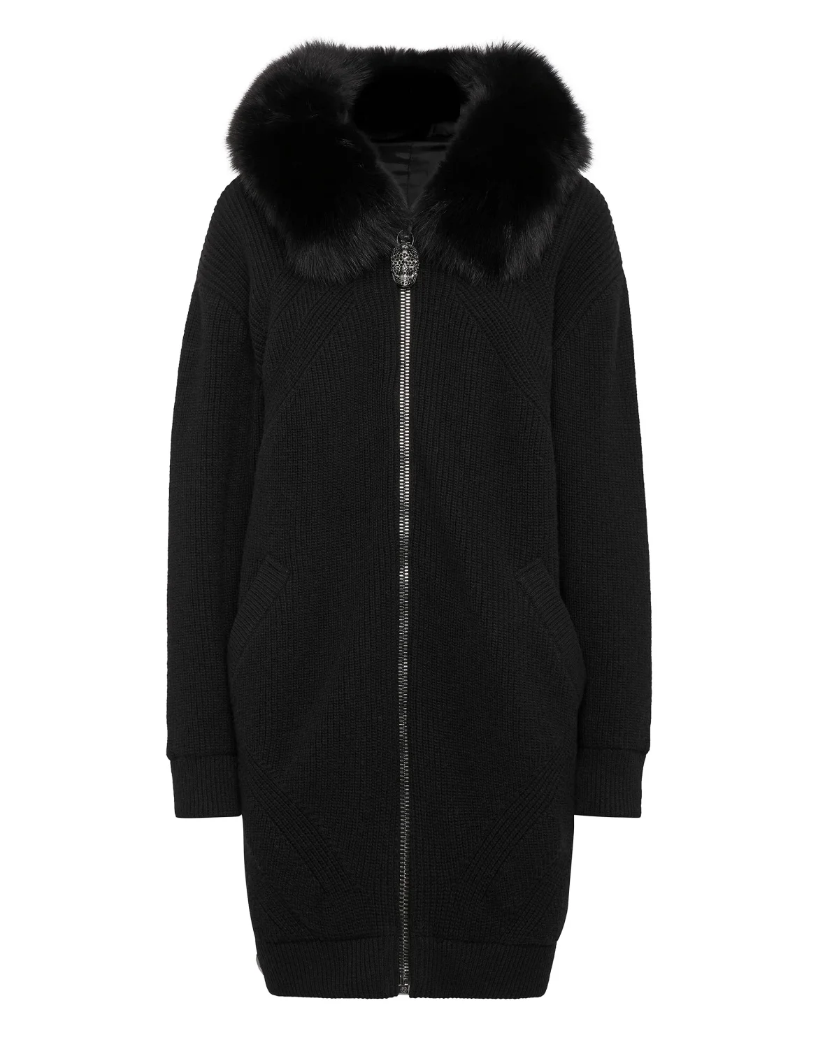 Wool & Fur Zip Cardigan Skull, цвет: Черный