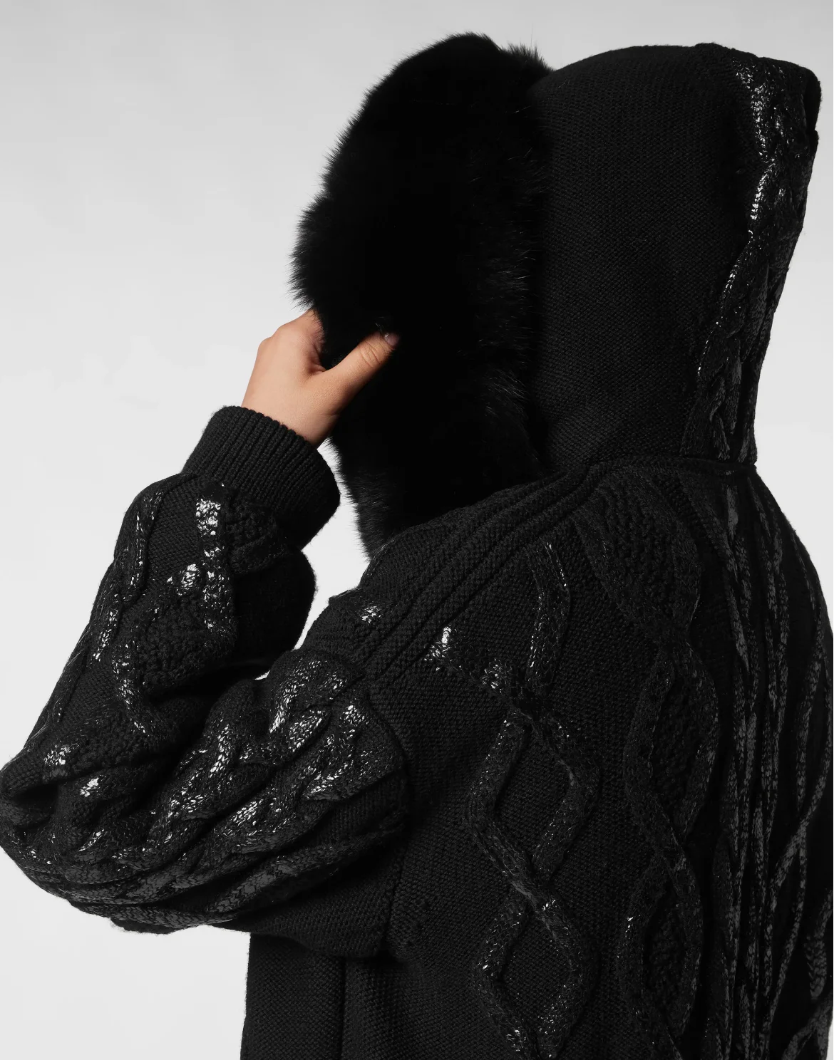 Wool & Foil Lurex Zip Cardigan, цвет: Черный