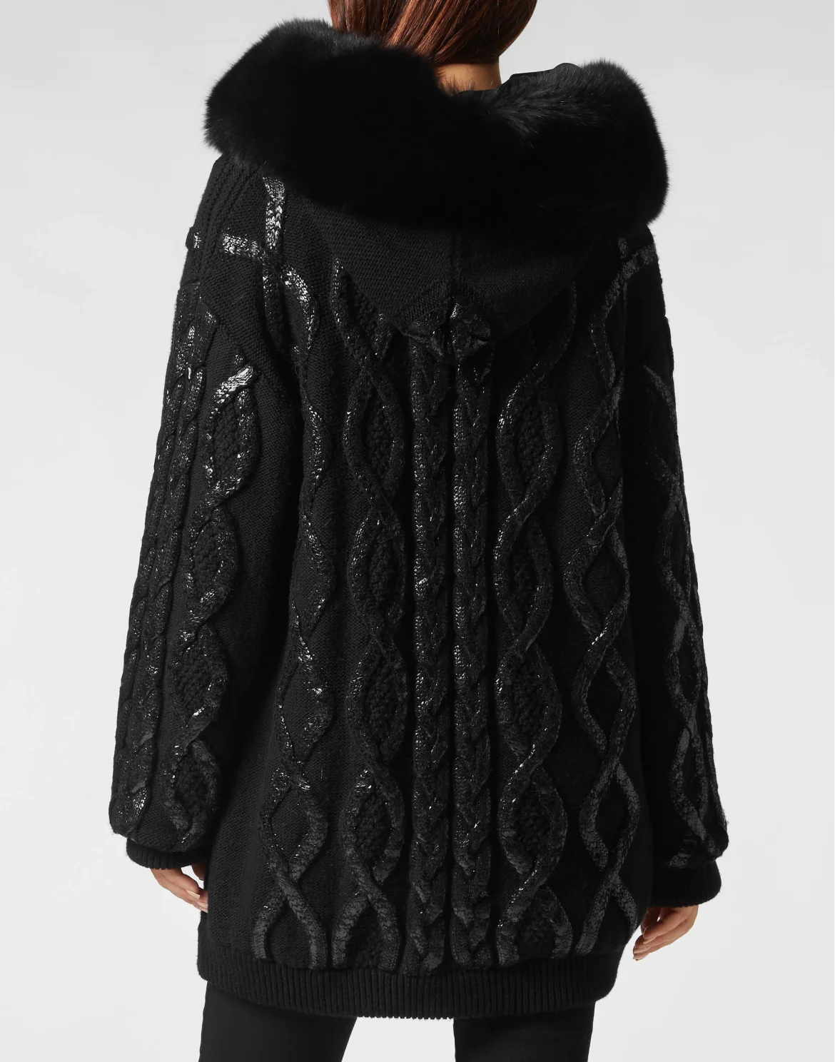 Wool & Foil Lurex Zip Cardigan, цвет: Черный