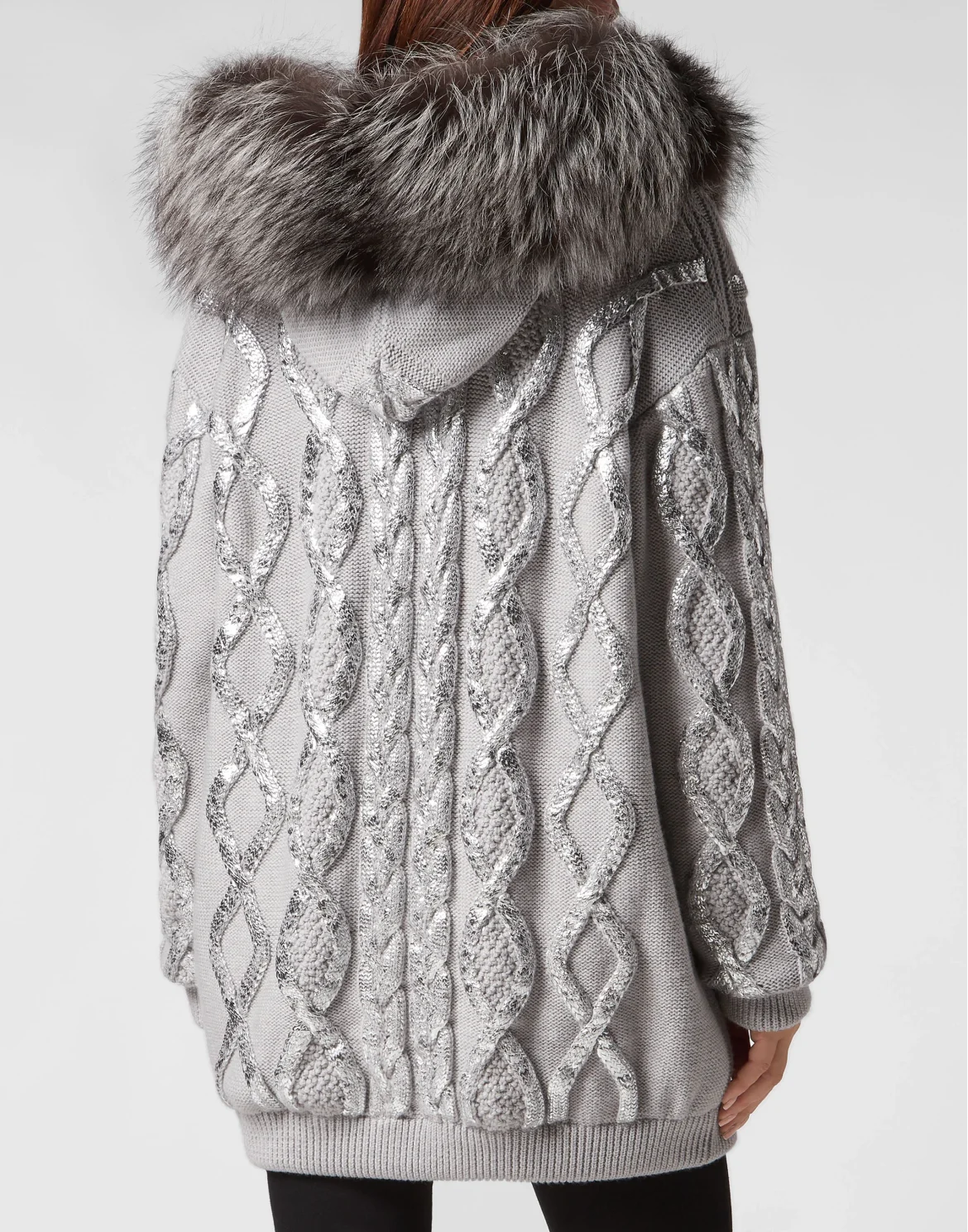 Wool & Foil Lurex Zip Cardigan, цвет: Серебристый