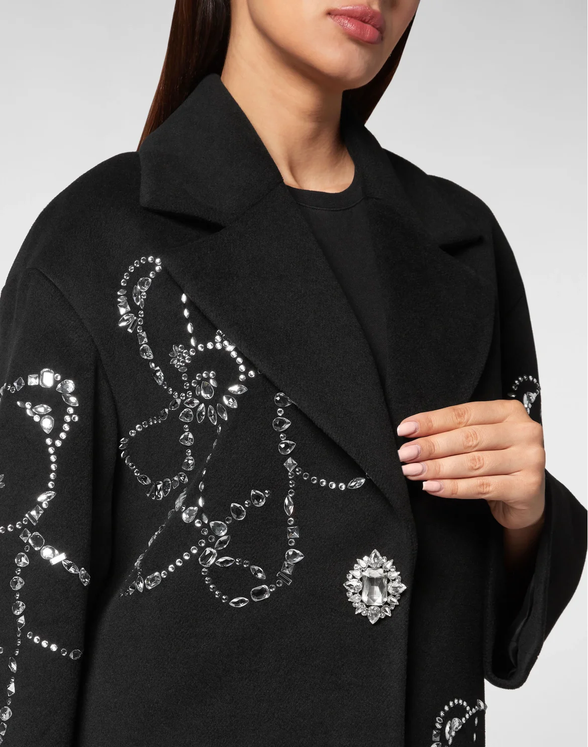 Wool Cloth Oversize Coat Castoni Teddy Bear, цвет: Черный