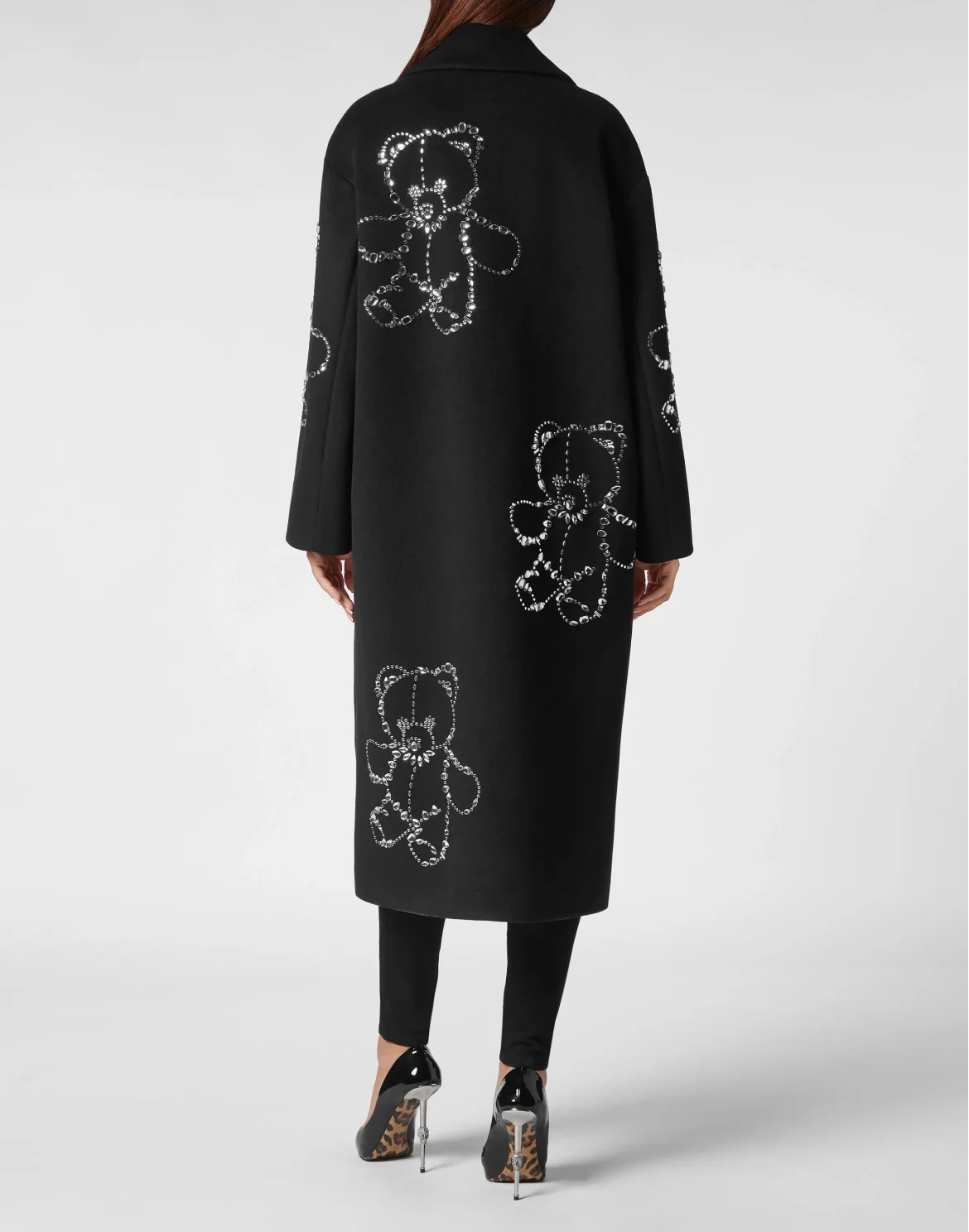 Wool Cloth Oversize Coat Castoni Teddy Bear, цвет: Черный