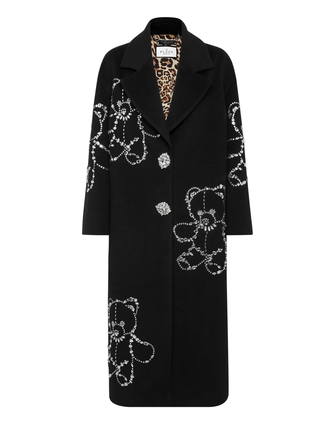 Wool Cloth Oversize Coat Castoni Teddy Bear, цвет: Черный