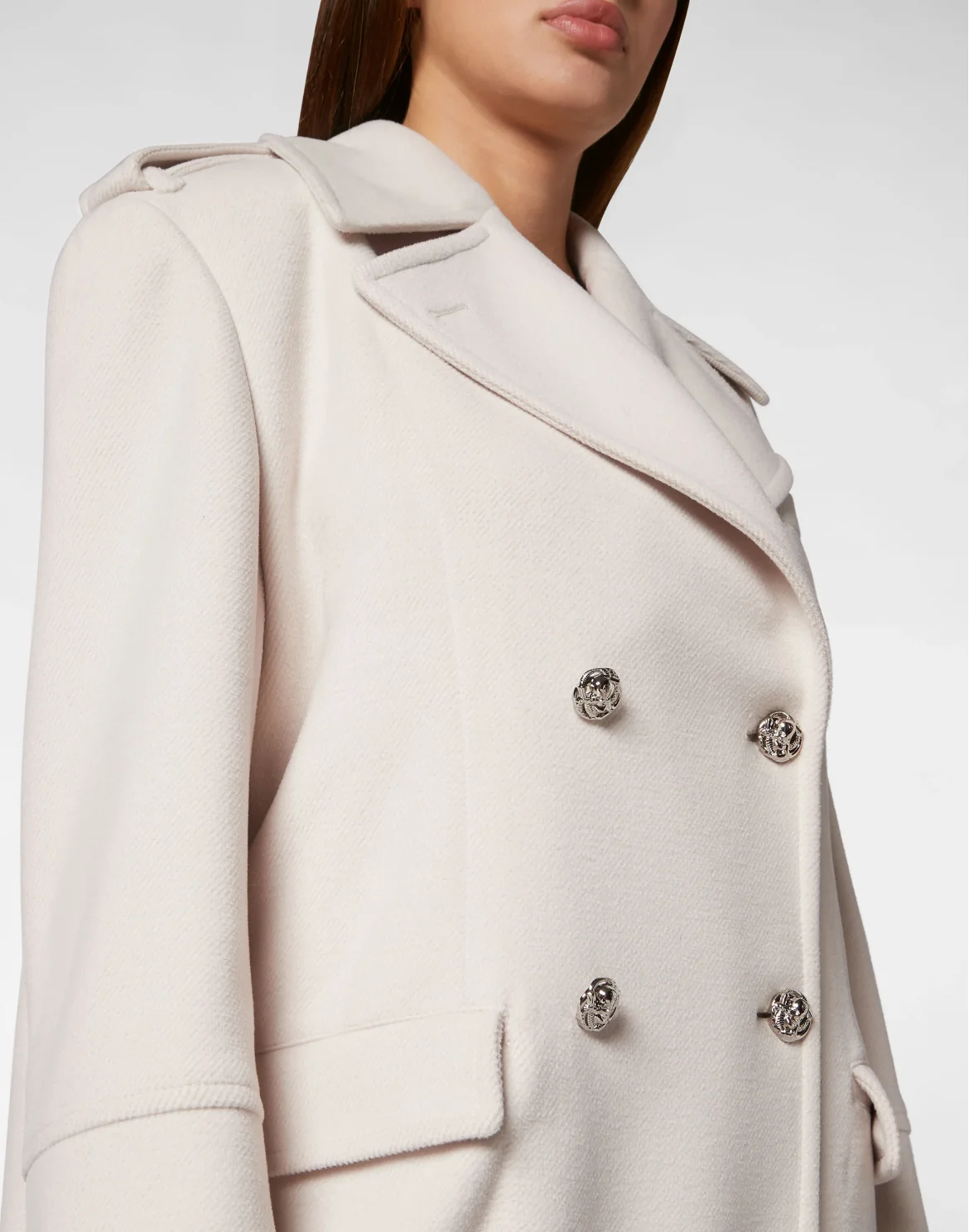 Wool Coat Long Crystal Skull, цвет: Белый
