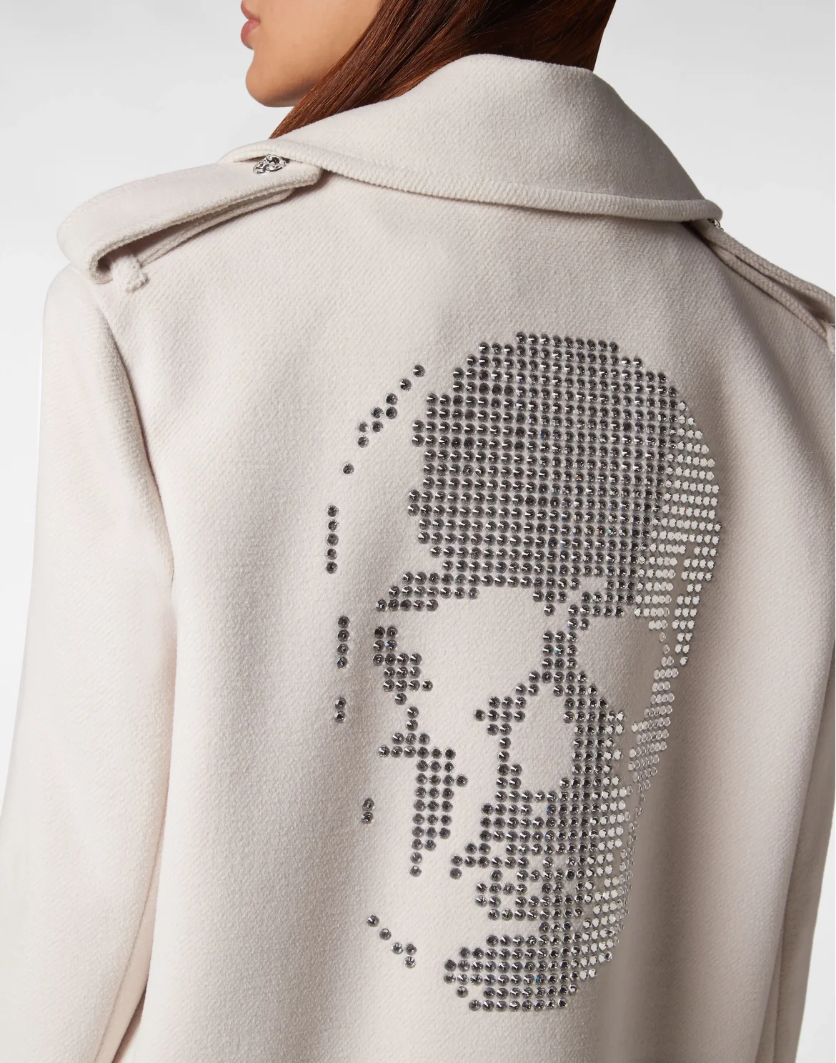 Wool Coat Long Crystal Skull, цвет: Белый