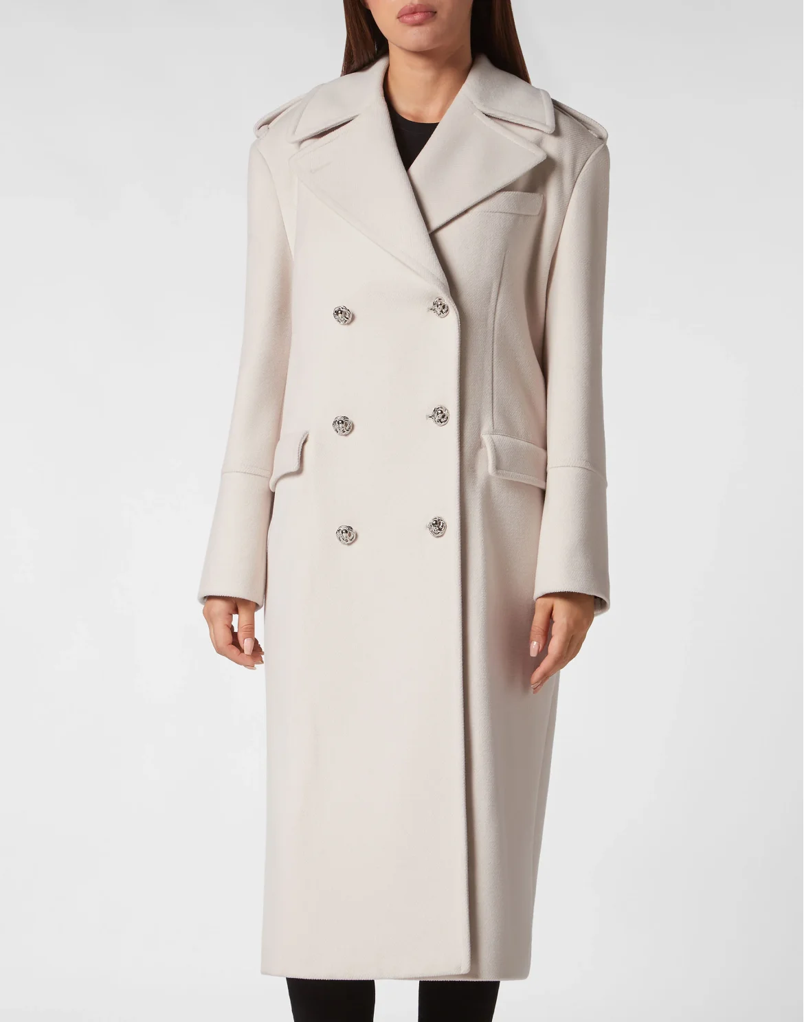 Wool Coat Long Crystal Skull, цвет: Белый