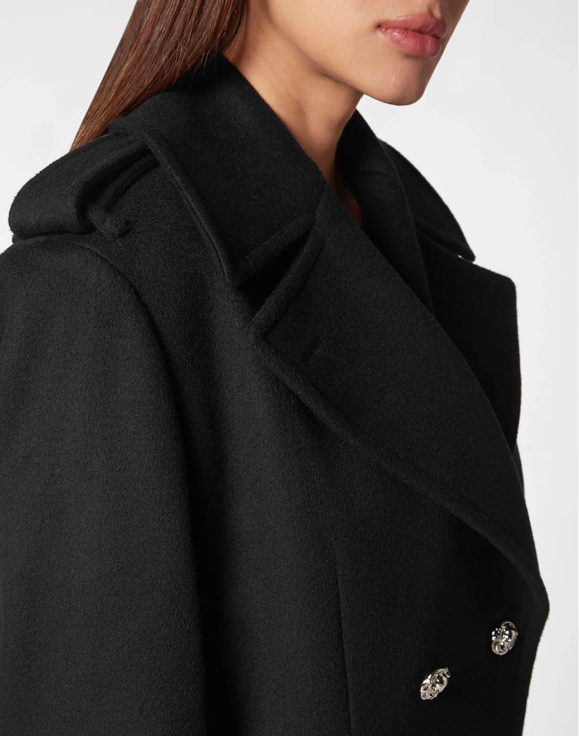 Wool Coat Long Crystal Skull, цвет: Черный