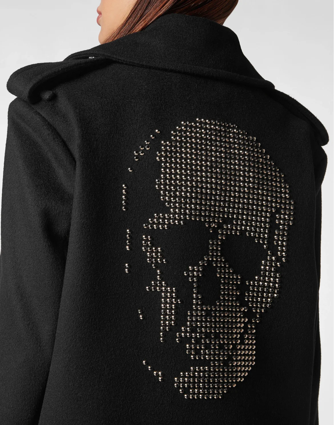 Wool Coat Long Crystal Skull, цвет: Черный