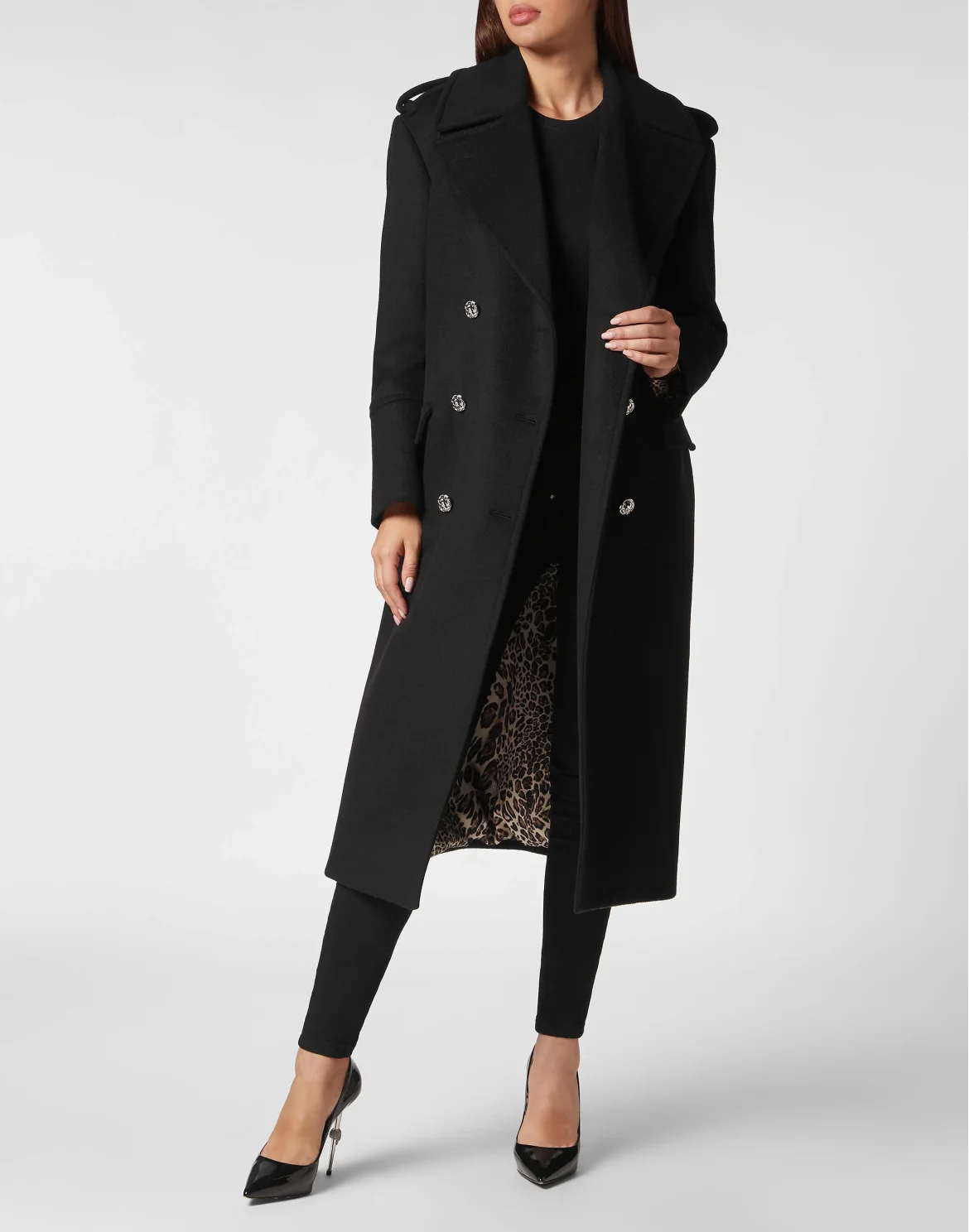 Wool Coat Long Crystal Skull, цвет: Черный