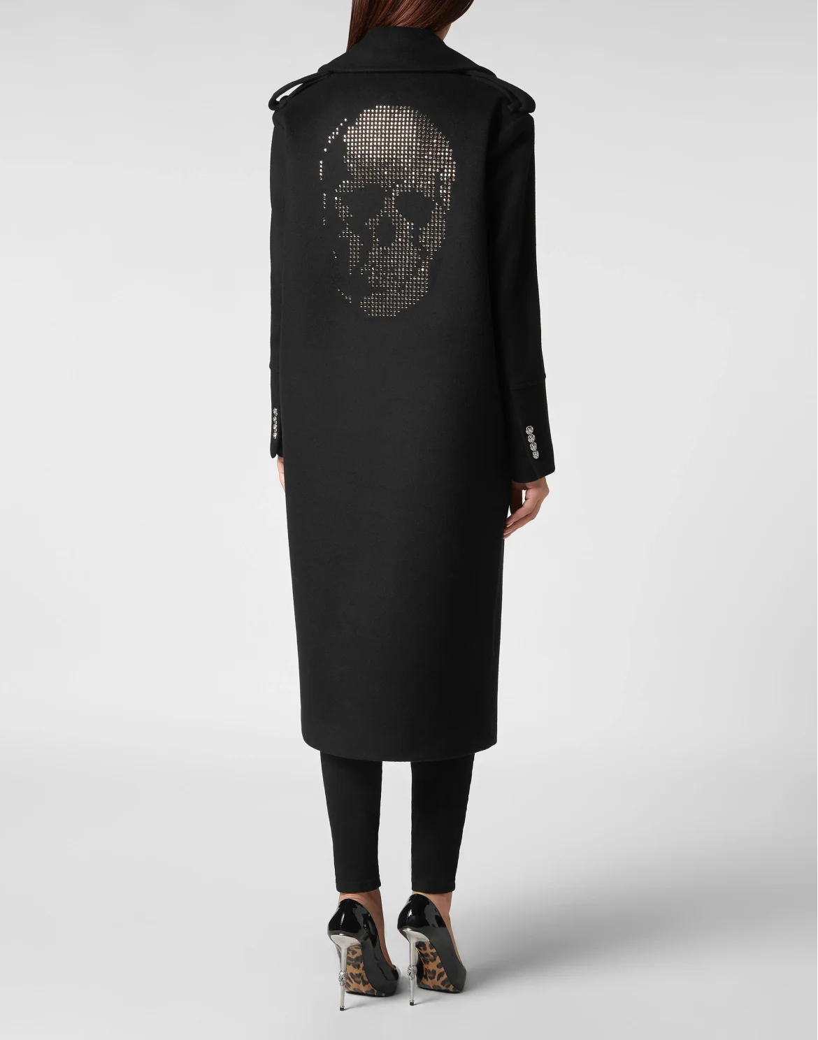 Wool Coat Long Crystal Skull, цвет: Черный