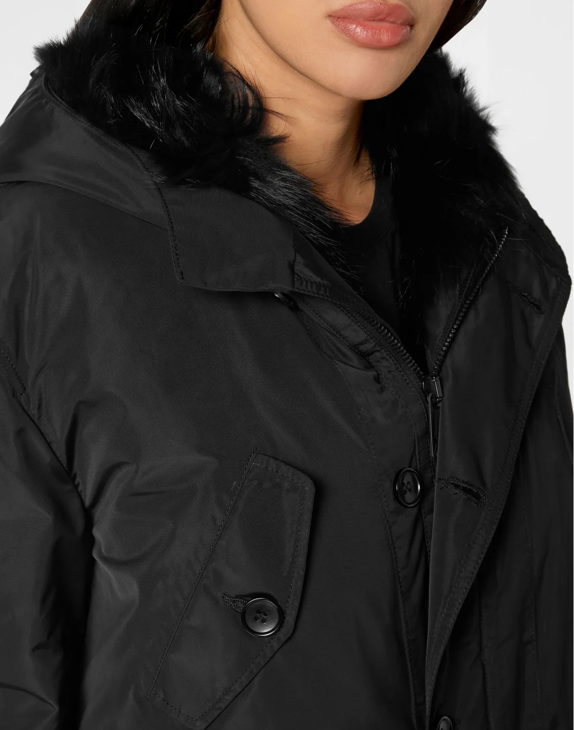 Classic Parka with Fur, цвет: Черный